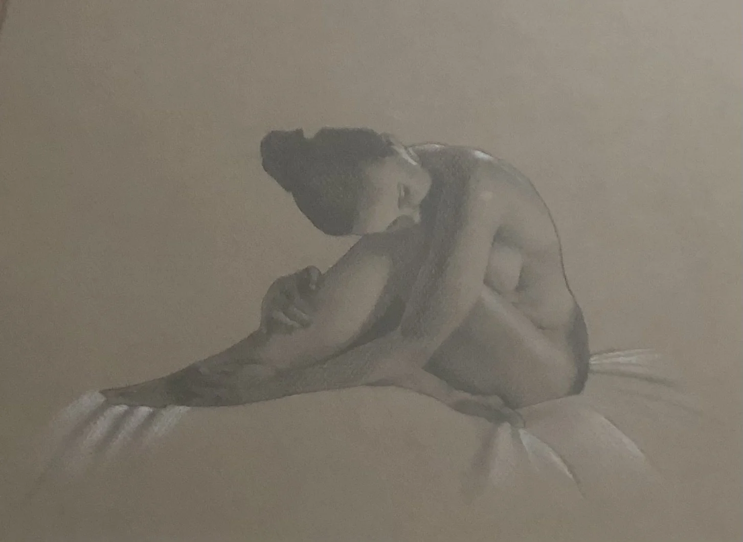   Laura     Sold   Graphite and White Chalk on Grey-Toned Paper  10” x 12”  2017 