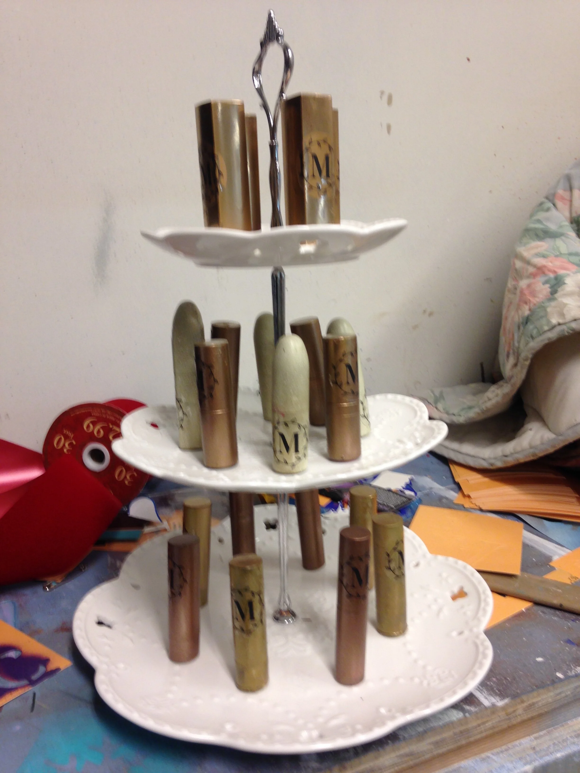 Lipstick display case for parfumerie. 