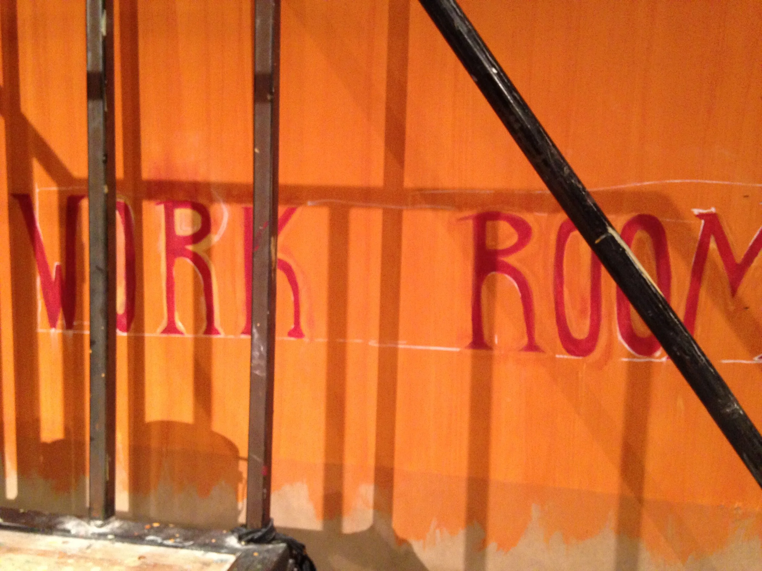 Painting process for work room label