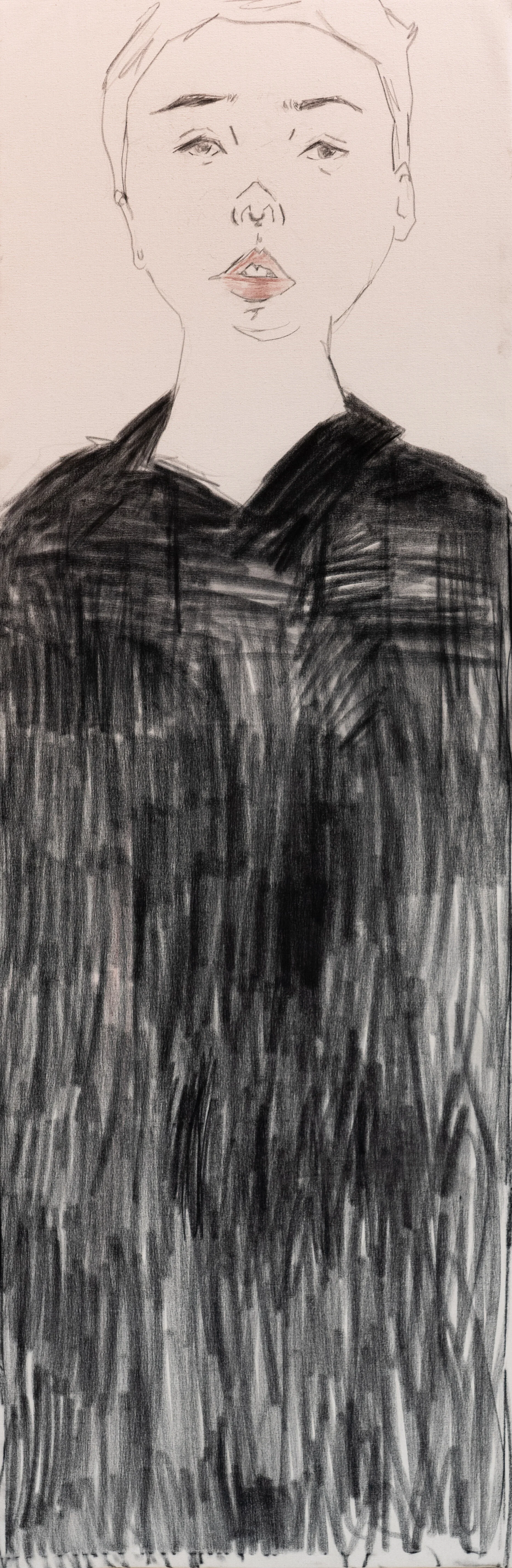 Cari by Jude Bass: Charcoal and Conte on canvas: 18" x 48"