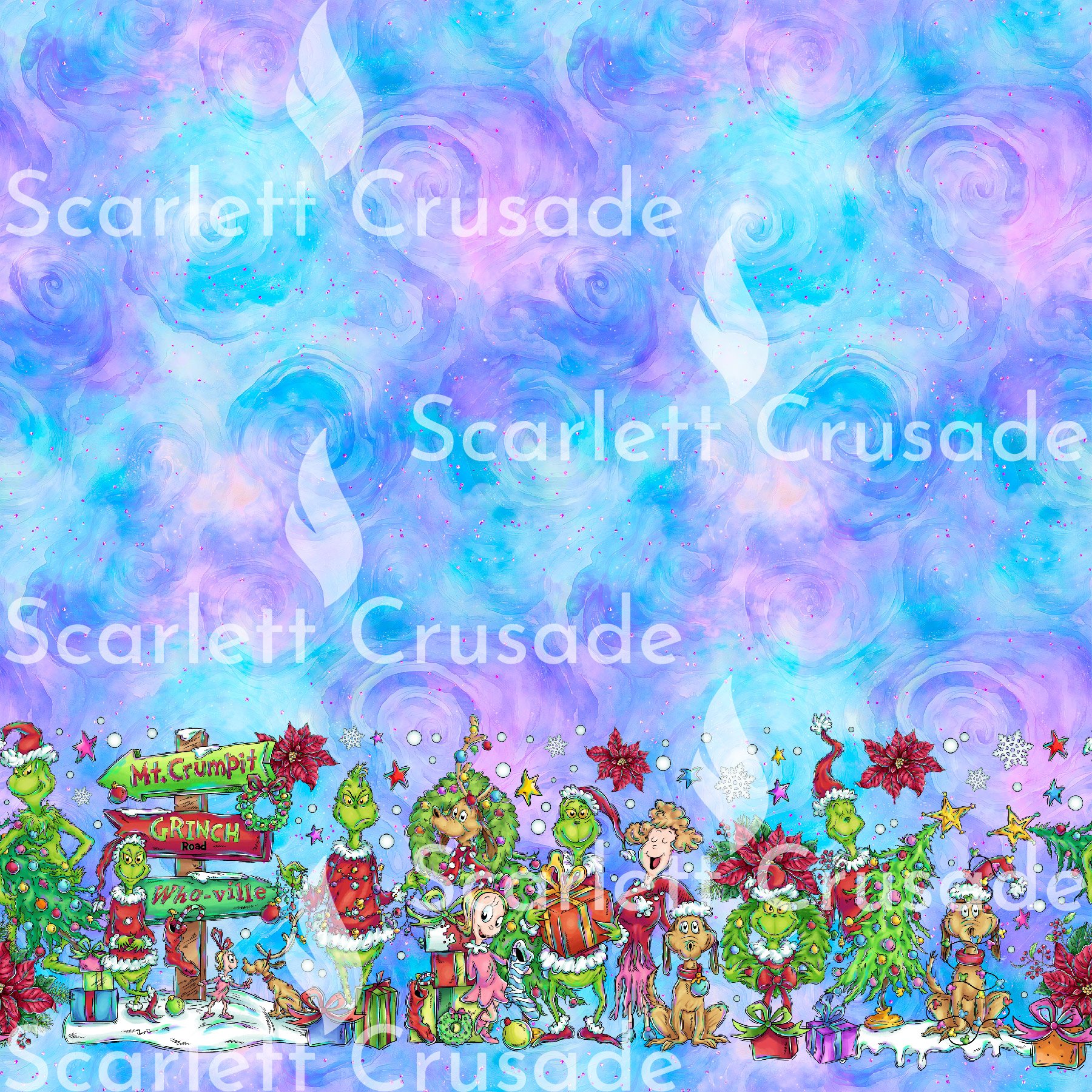 Mean One Stealing Christmas Border