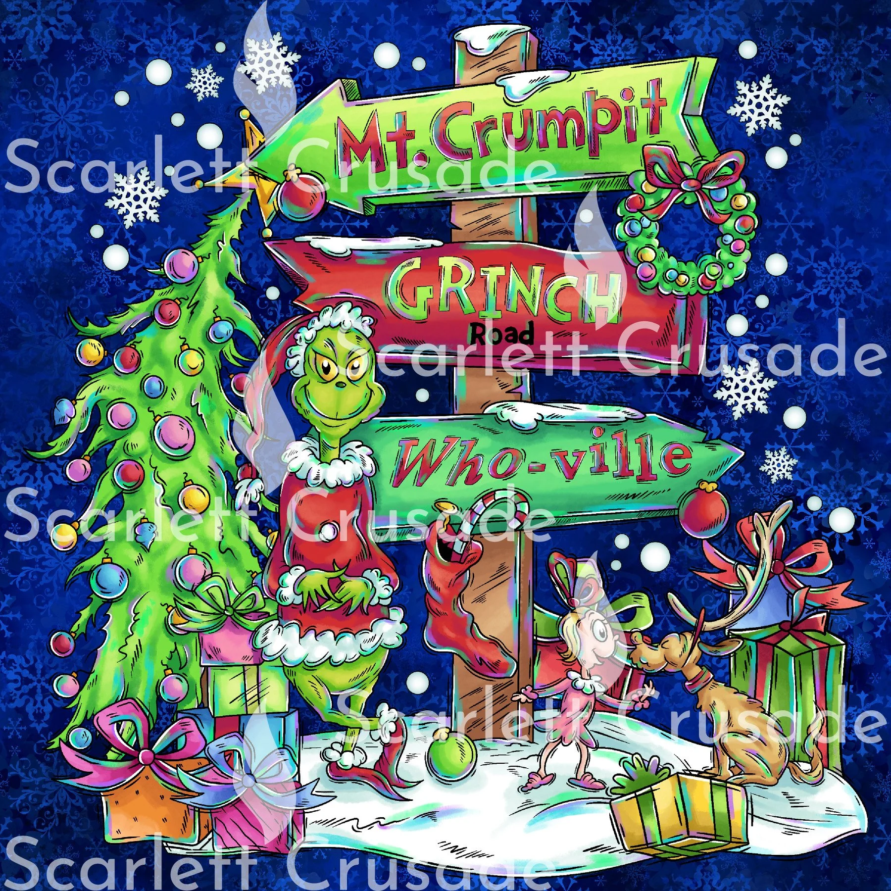 Mean One Stealing Christmas Panels
