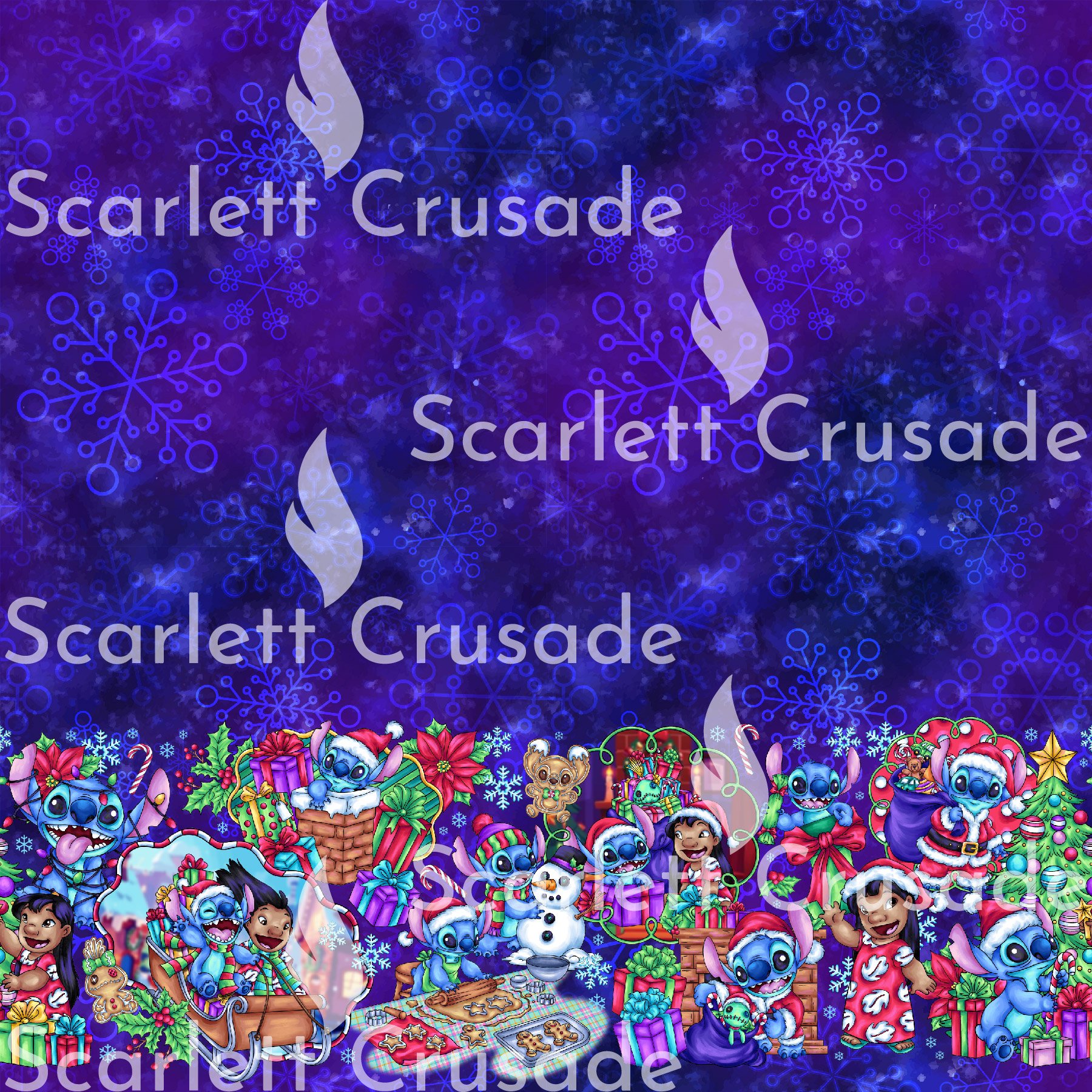 Blue Alien Christmas Fun Border