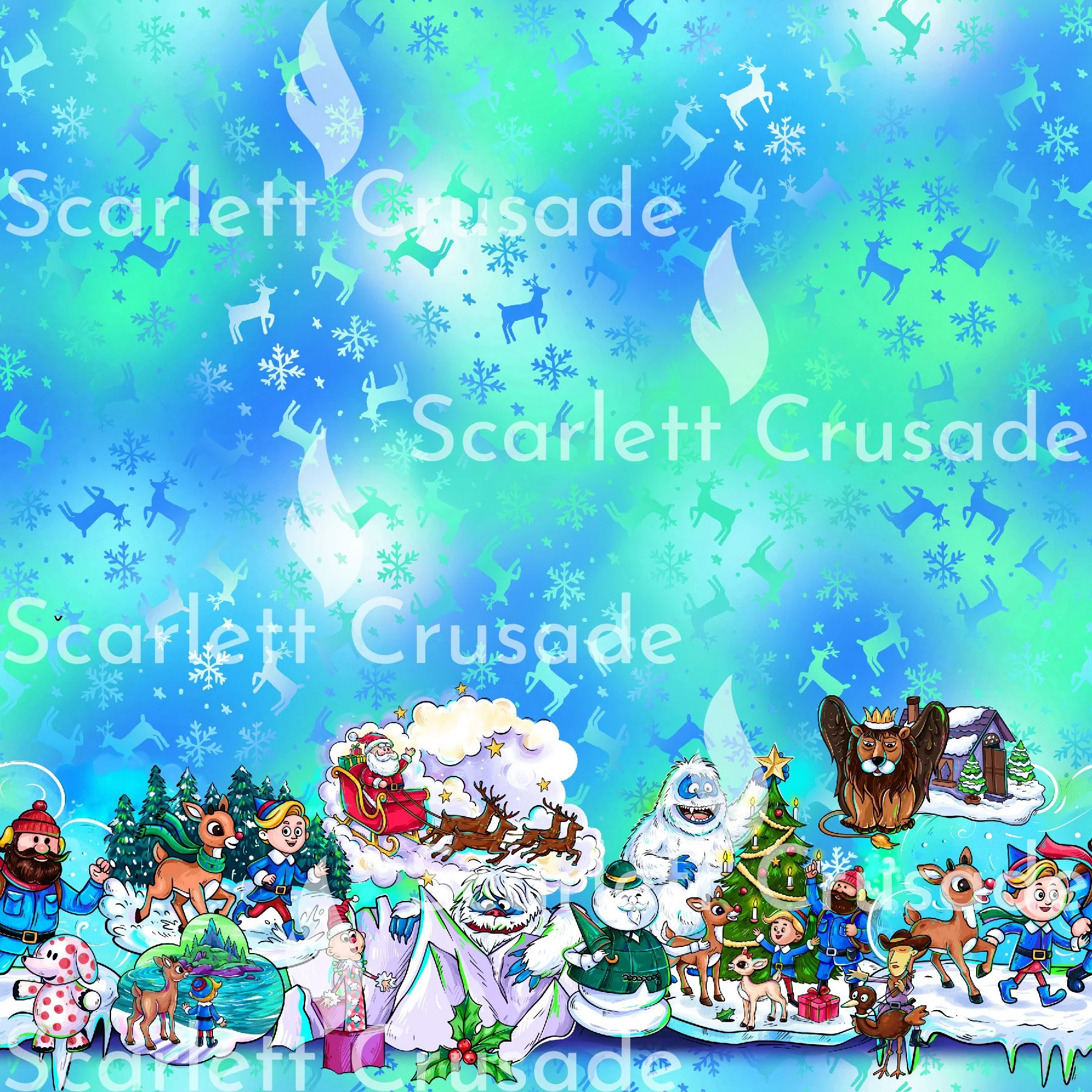 Reindeer and Toys Border