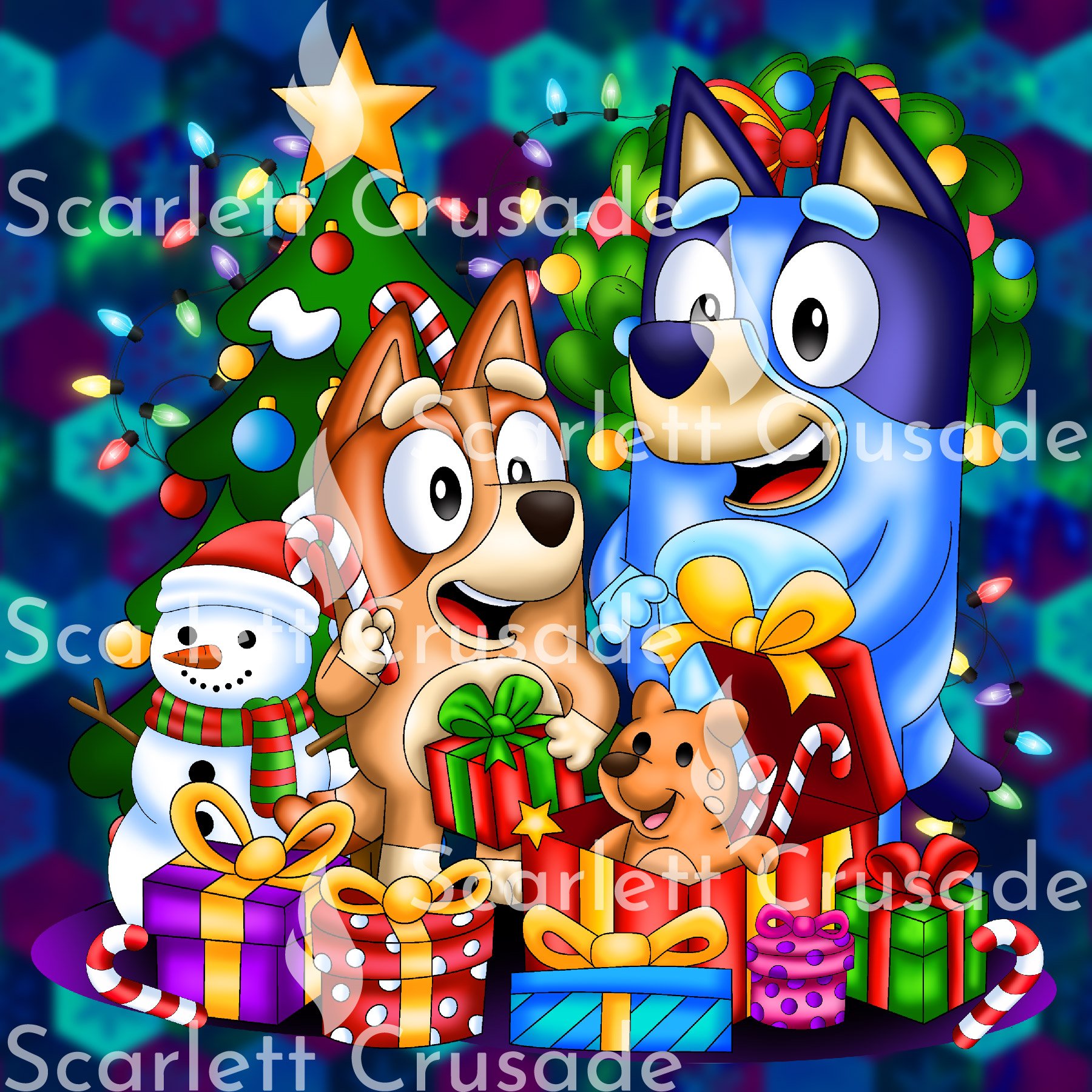 Blue Dog Crazy Christmas Fun Panel