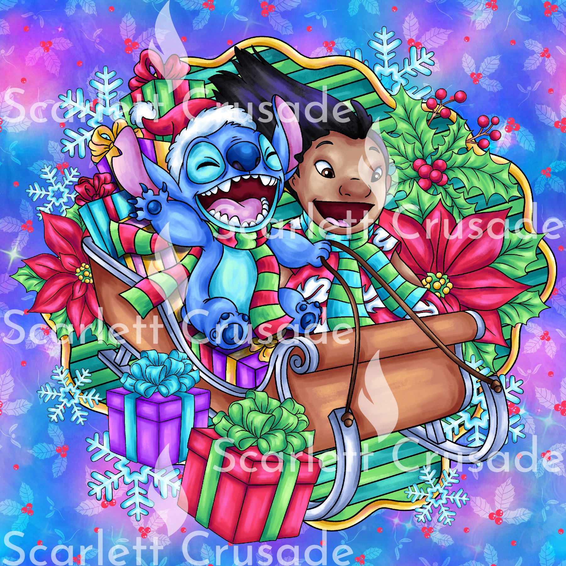 Blue Alien Christmas Fun Panels