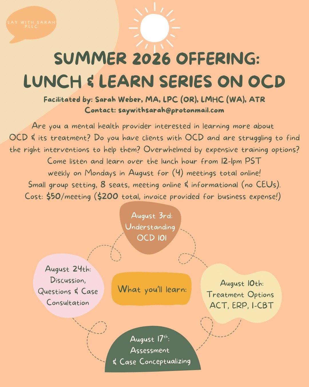 Summer 2026 Lunch &amp; Learn OCD (August!)