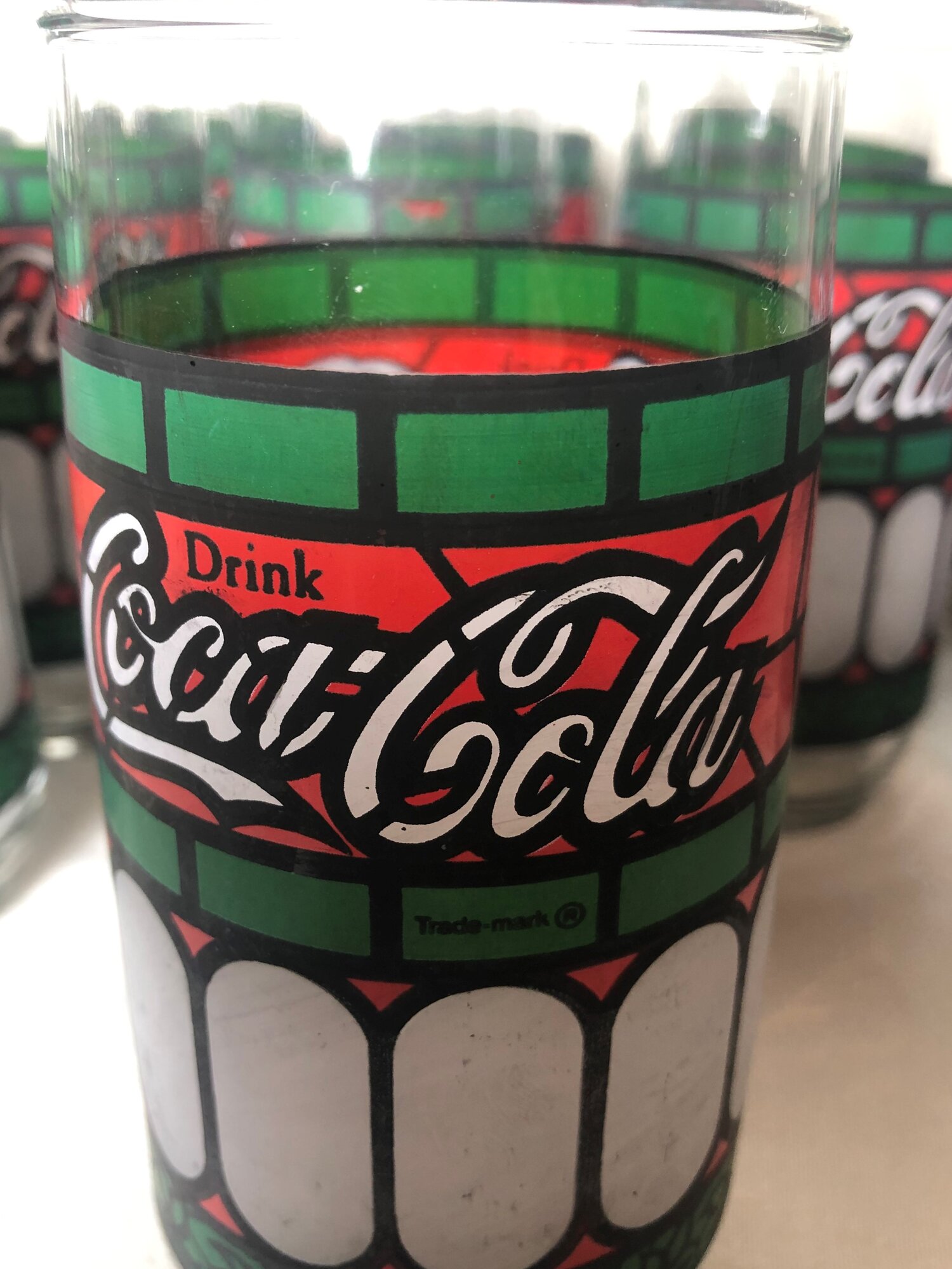 Coca Cola Stained Glass Cups Drinking Glasses Tiffany Style Coke