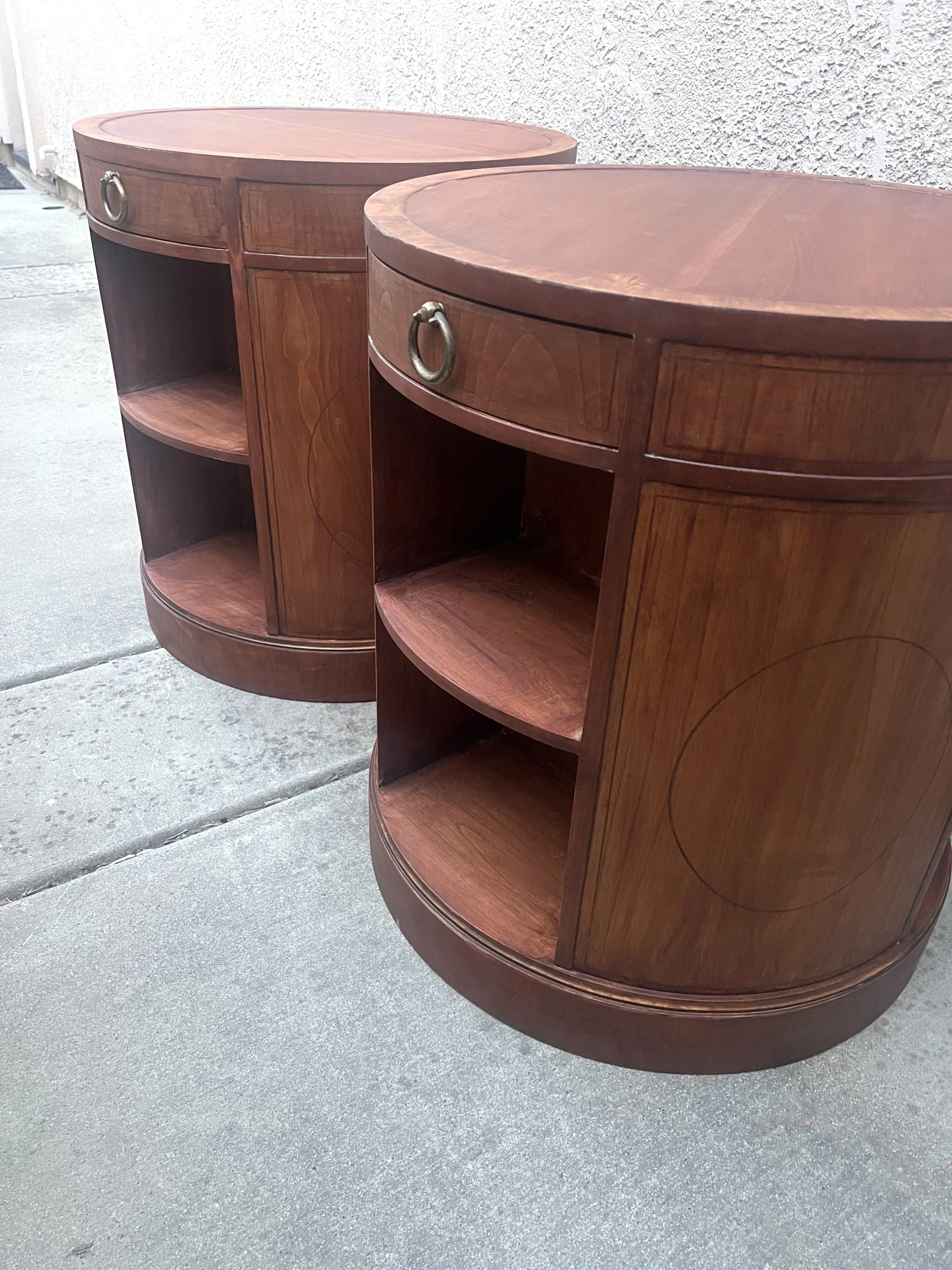 Baker Mid Century Barrel Side Tables1.jpeg