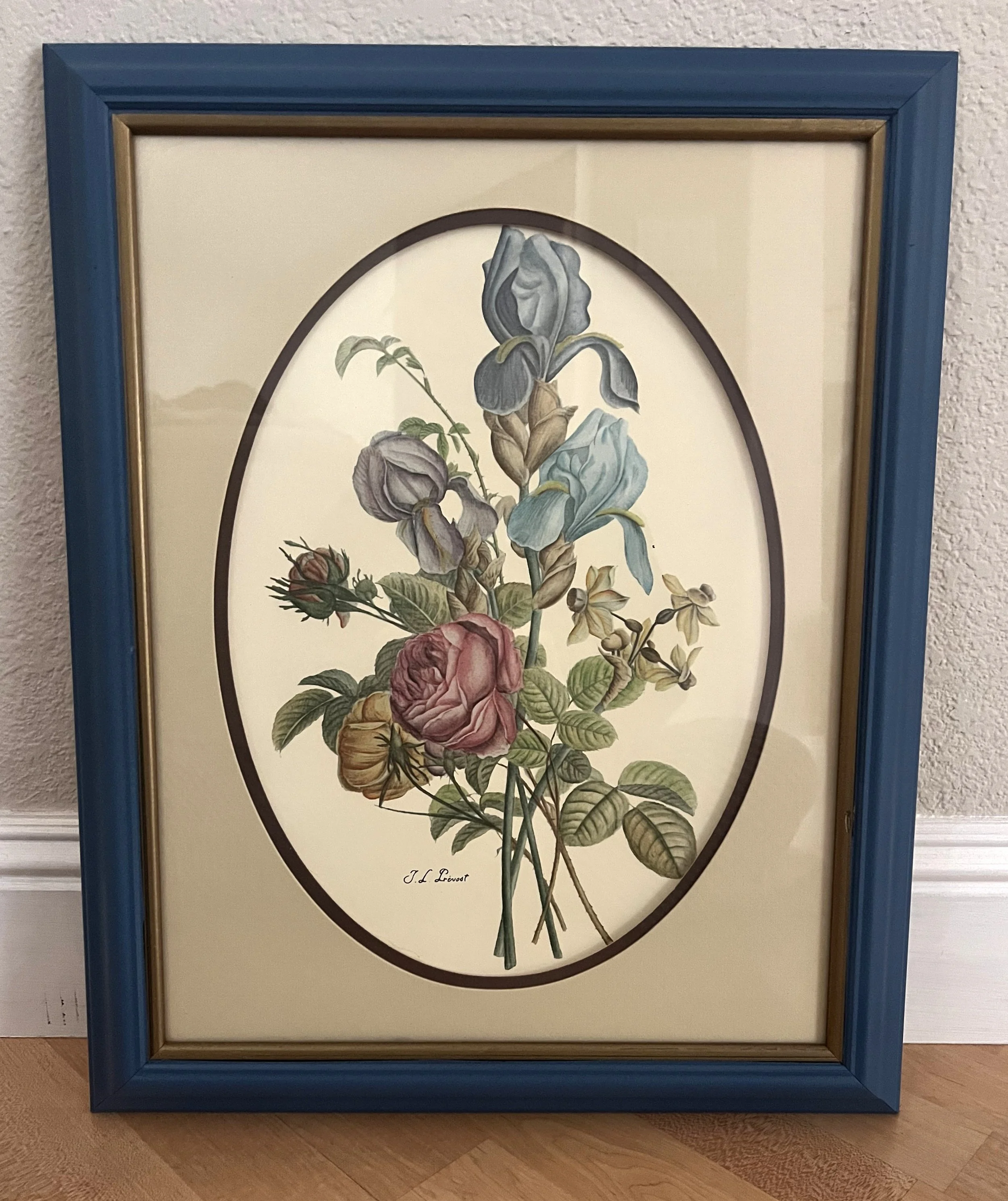 Vintage Classic Floral Print by JL. Prevost Pastel Colors Roses, Lilly and Foliage