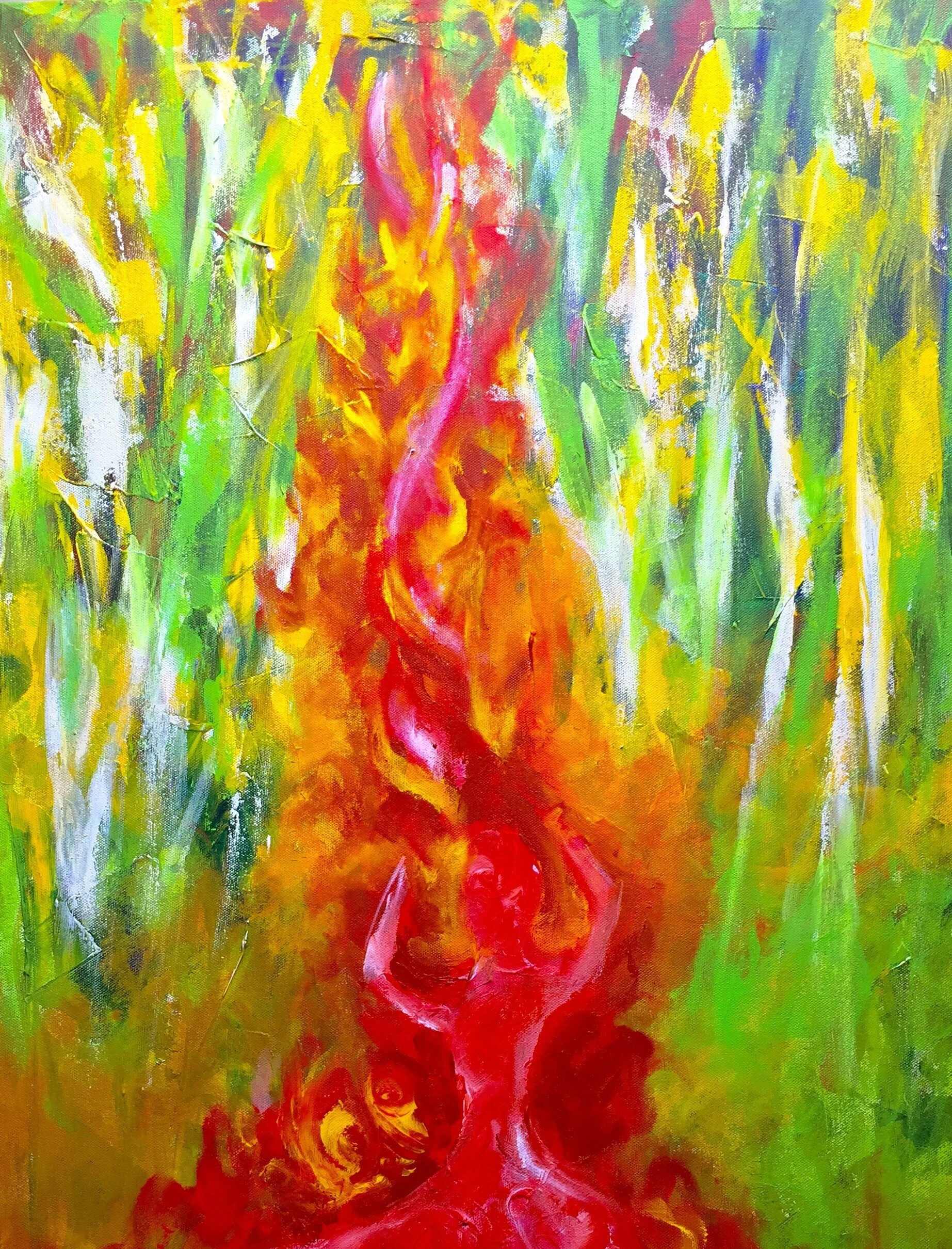 SOLD | Burning | 2017, Acrylics on canvas