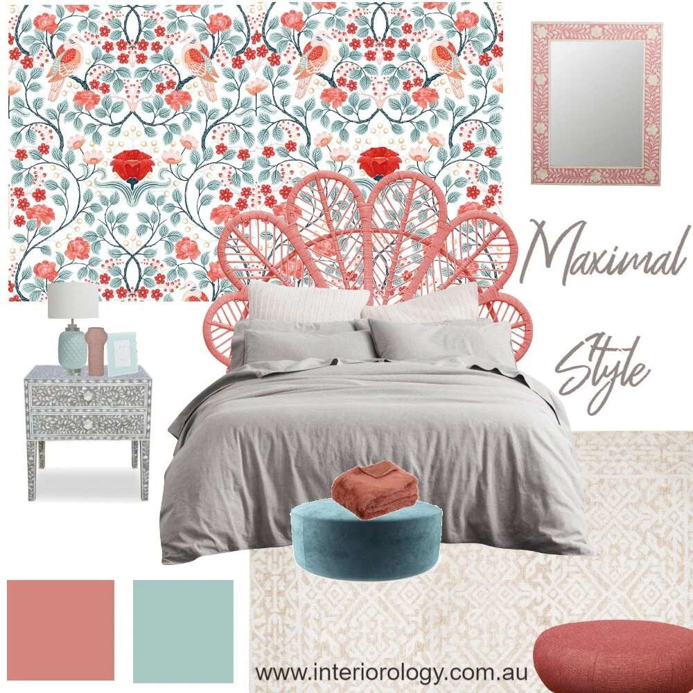 Maximalism pink mint girl bedroom