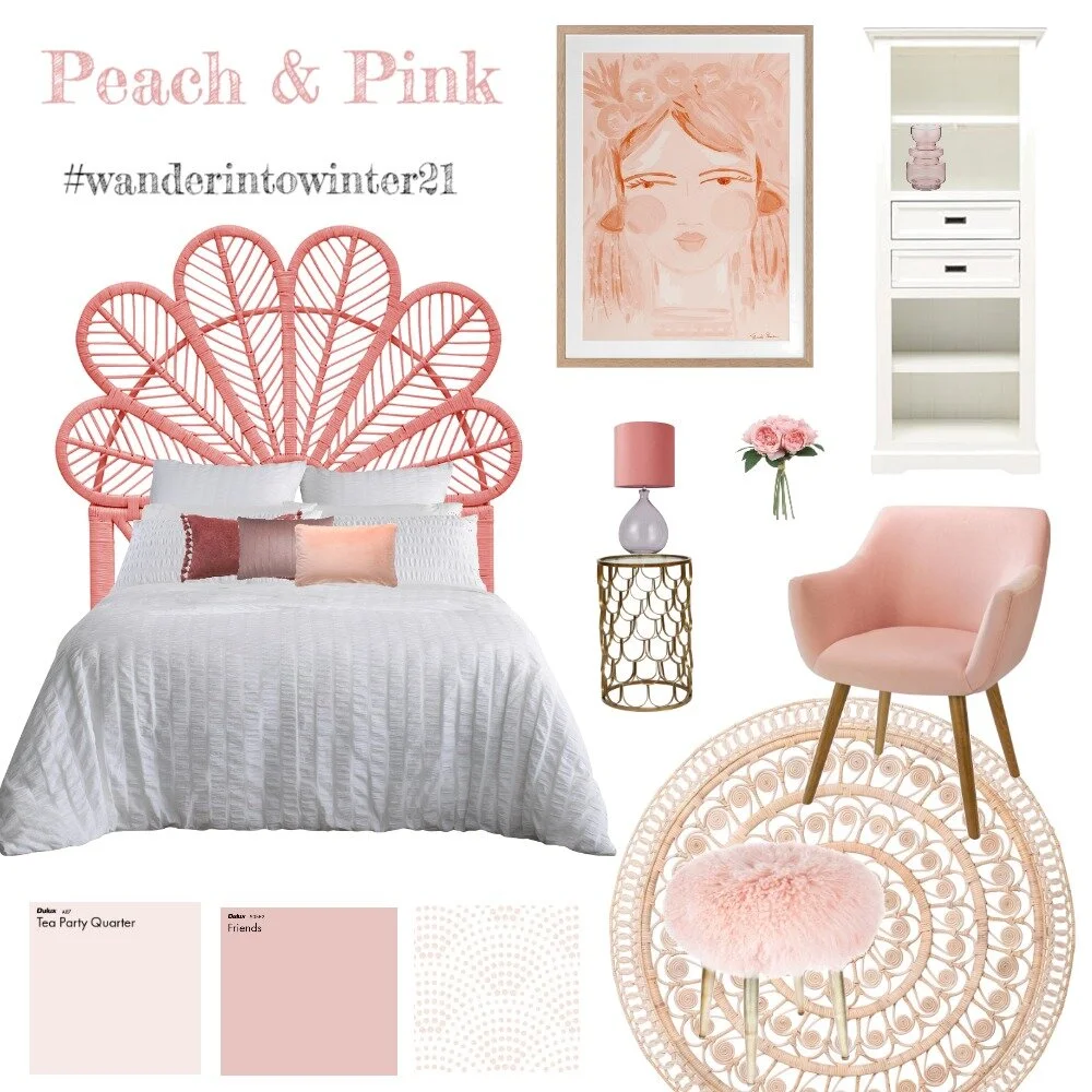 Peach and pink girl bedroom