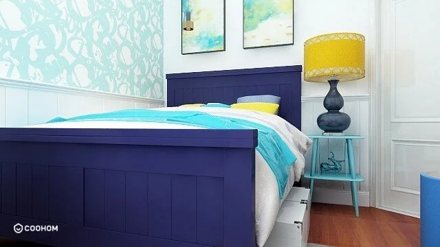 teen girl bedroom makeover aqua render