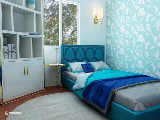 teen girl bedroom makeover aqua render