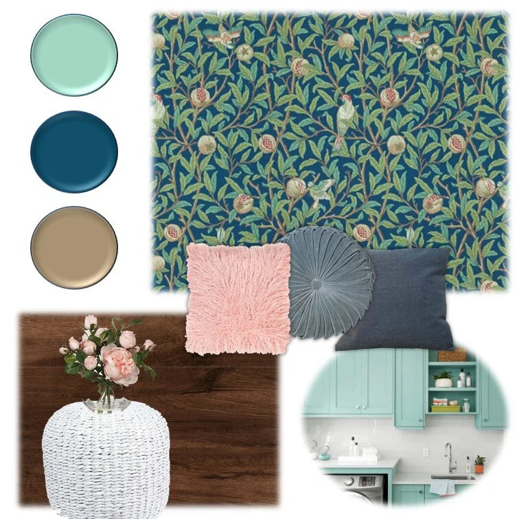 William Morris blue, aqua and gold inspiration