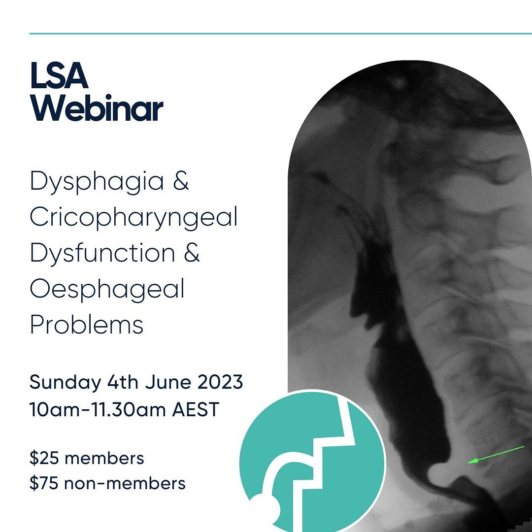 LSA WEBINAR 

Multidisciplinary perspectives on dysphagia related to chricopharyngeal dysfunction and oesophageal issues 

▪️Assessment and management- including therapeutic, medical and surgical options

Swipe to learn about our 3 experts

Link in b