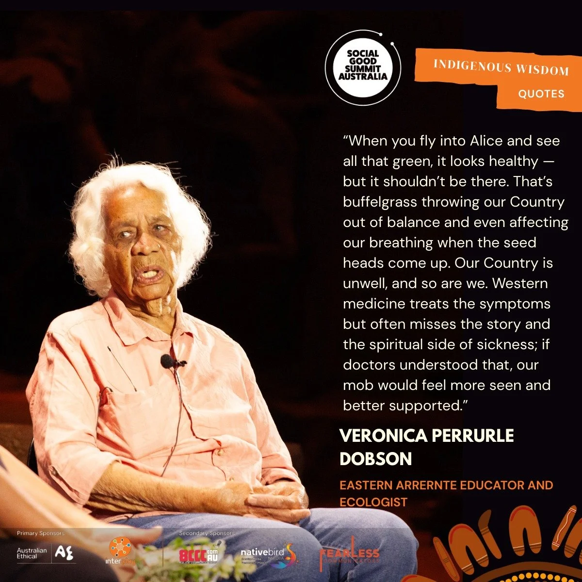 If Country&rsquo;s Unwell, We Feel It..

Veronica reminds us that when our landscapes shift - for example, with the spread of grasses like buffelgrass - it impacts far more than how the land looks. These changes affect how we move across Country, how