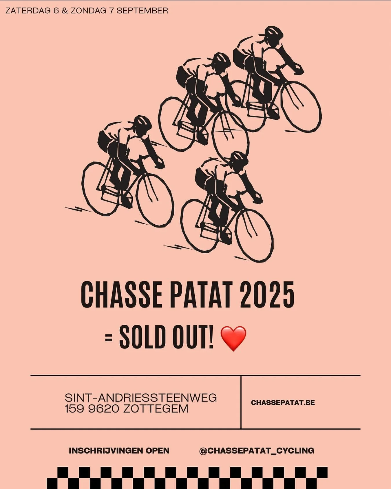 Uitverkocht! Zo blij en dankbaar alweer voor jullie enthousiasme! 🚀
Komend Chasse Patat weekend belooft fantastisch te worden en we hebben er ongelofelijk veel zin in! 🔥
Met Bourgondische groeten,
@pierreyvesguillermin 
@vincentsen