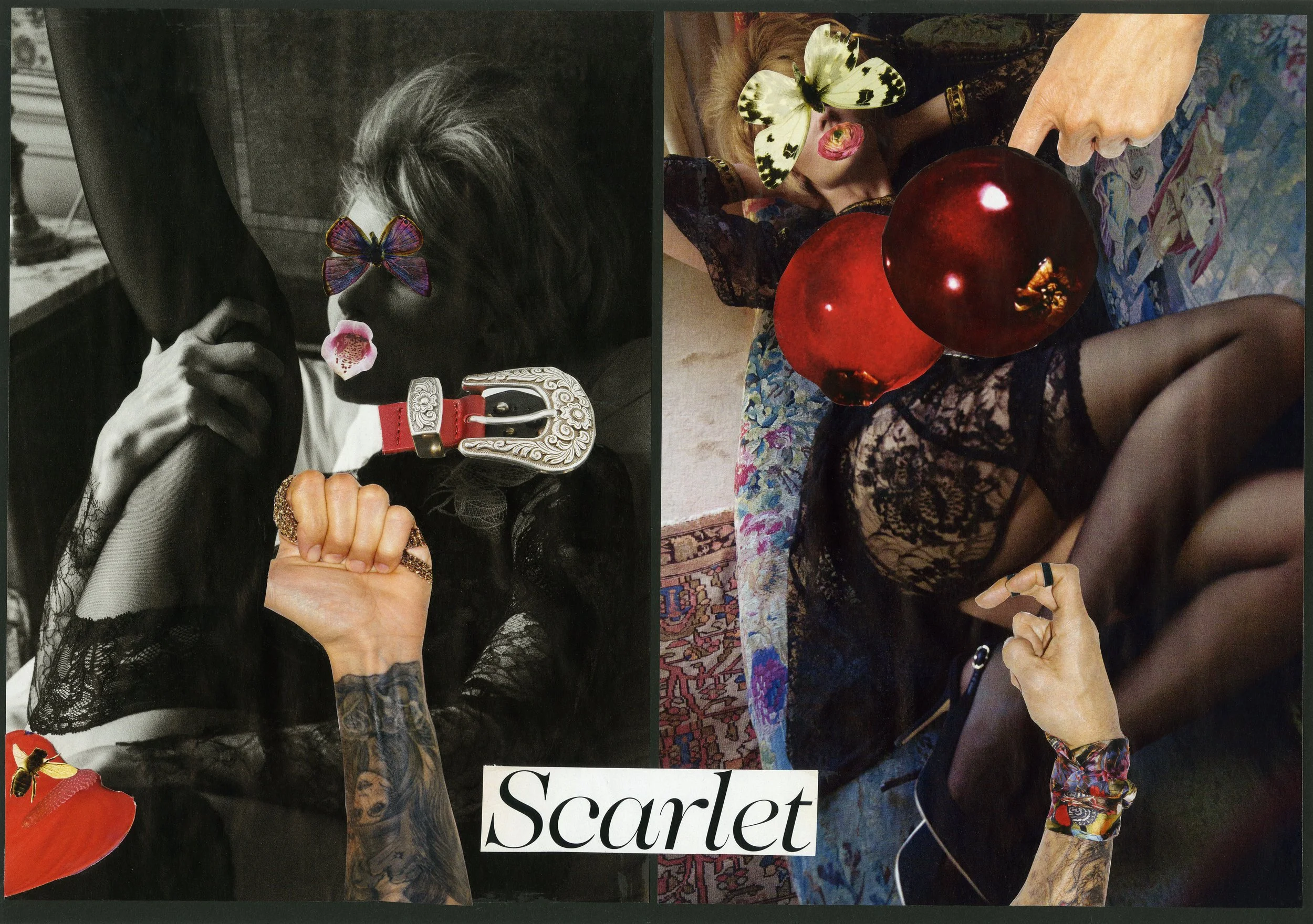Scarlet women. Feminist hand collage from fashion magazine cut out.
