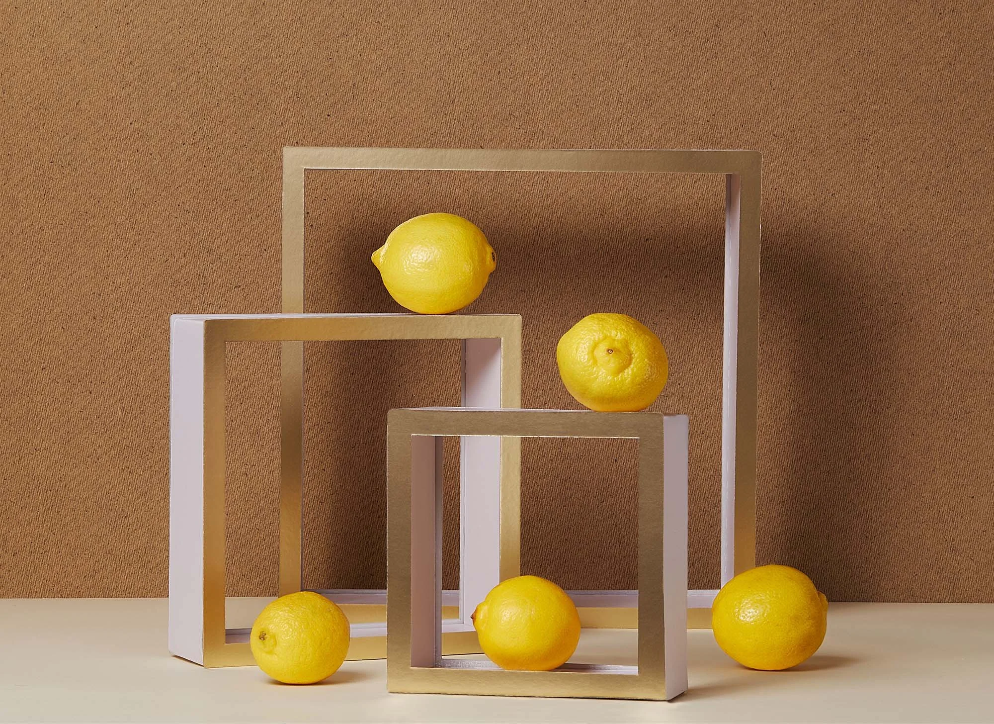 Conceptual art still life photography, studio still life photograph with lemons focusing on shapes and shadows, photographed by victoria cook photography