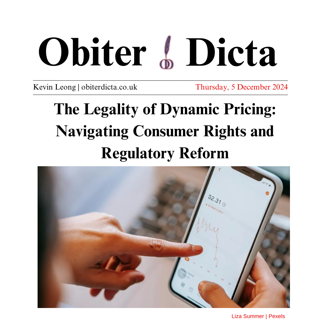 The Legality of Dynamic Pricing: Navigating Consumer Rights and Regulatory Reform 