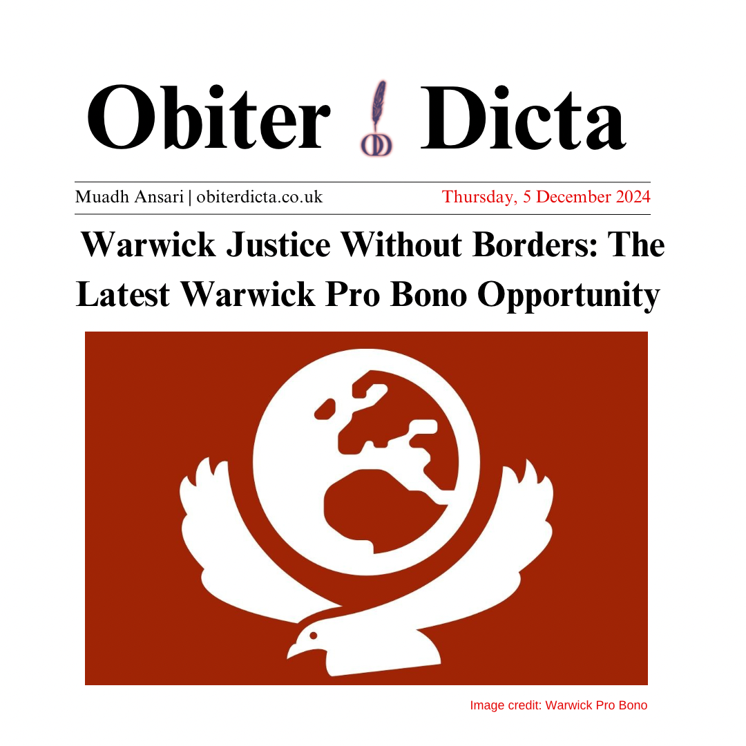Warwick Justice Without Borders: The Latest Warwick Pro Bono Opportunity