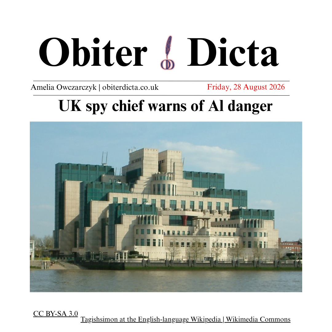 &nbsp;UK spy chief warns of Al danger