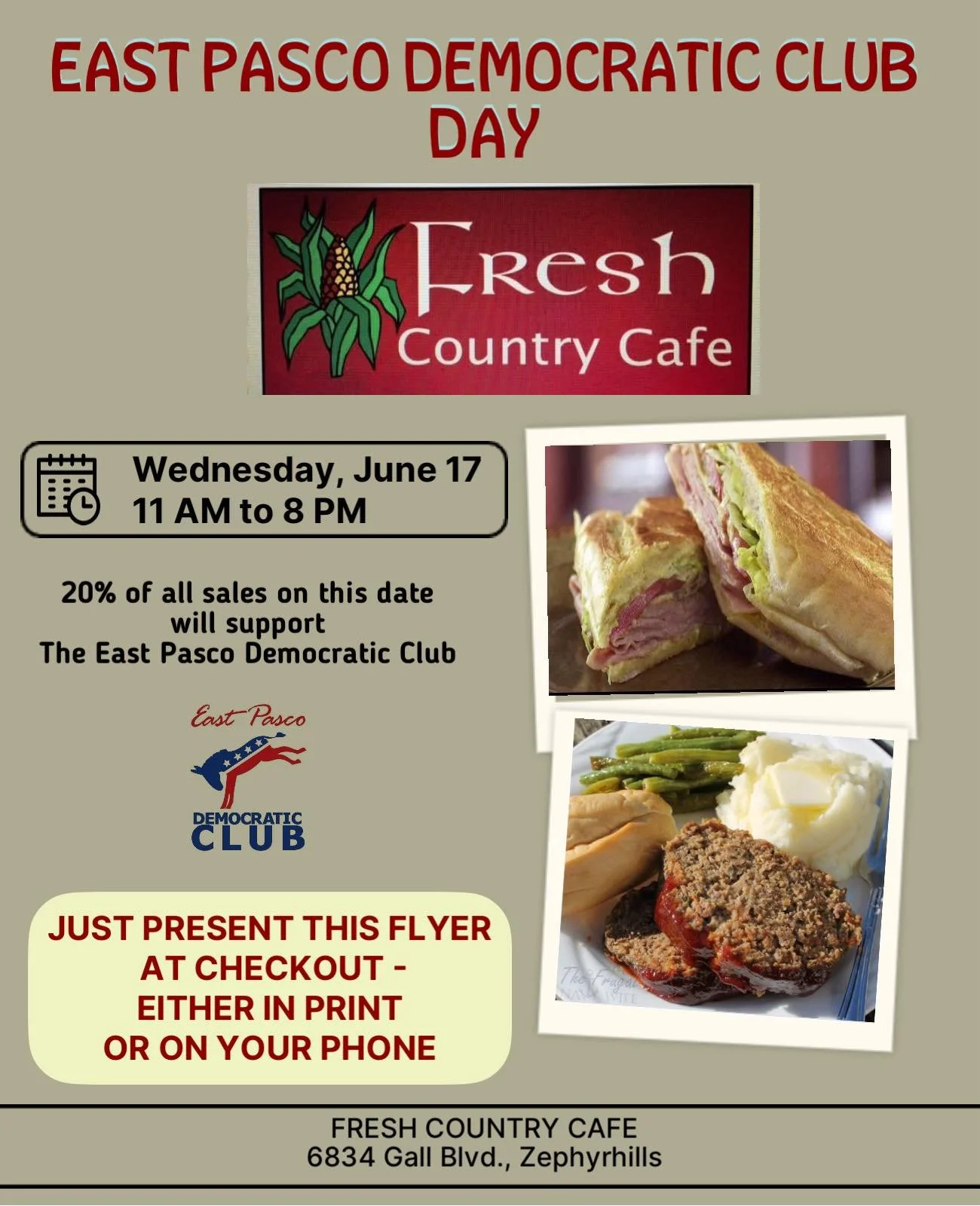 East Pasco Democratic Club Fundraiser at Fresh Country  Kitchen
