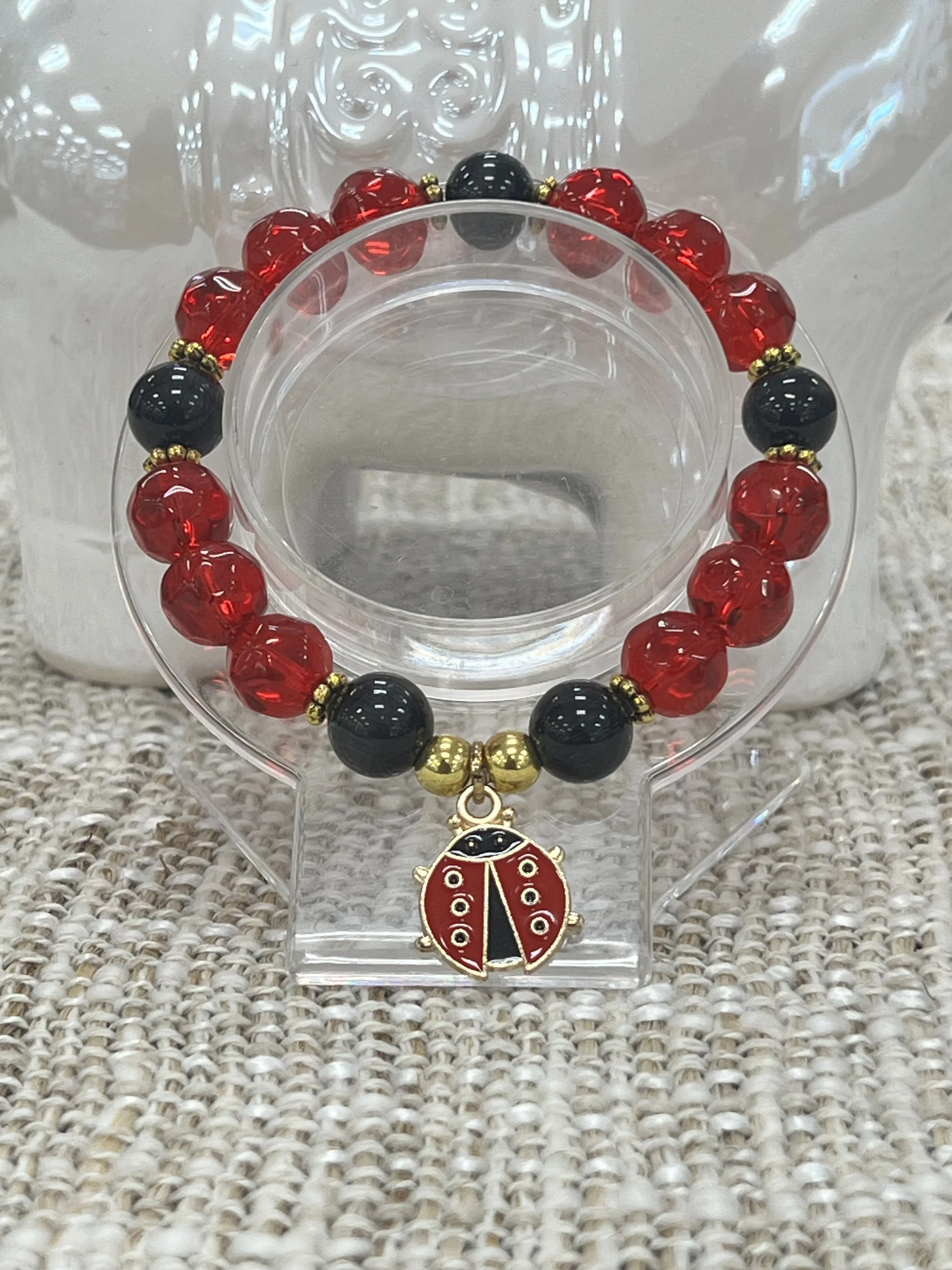 Ladybug- Red and Black Crystals
