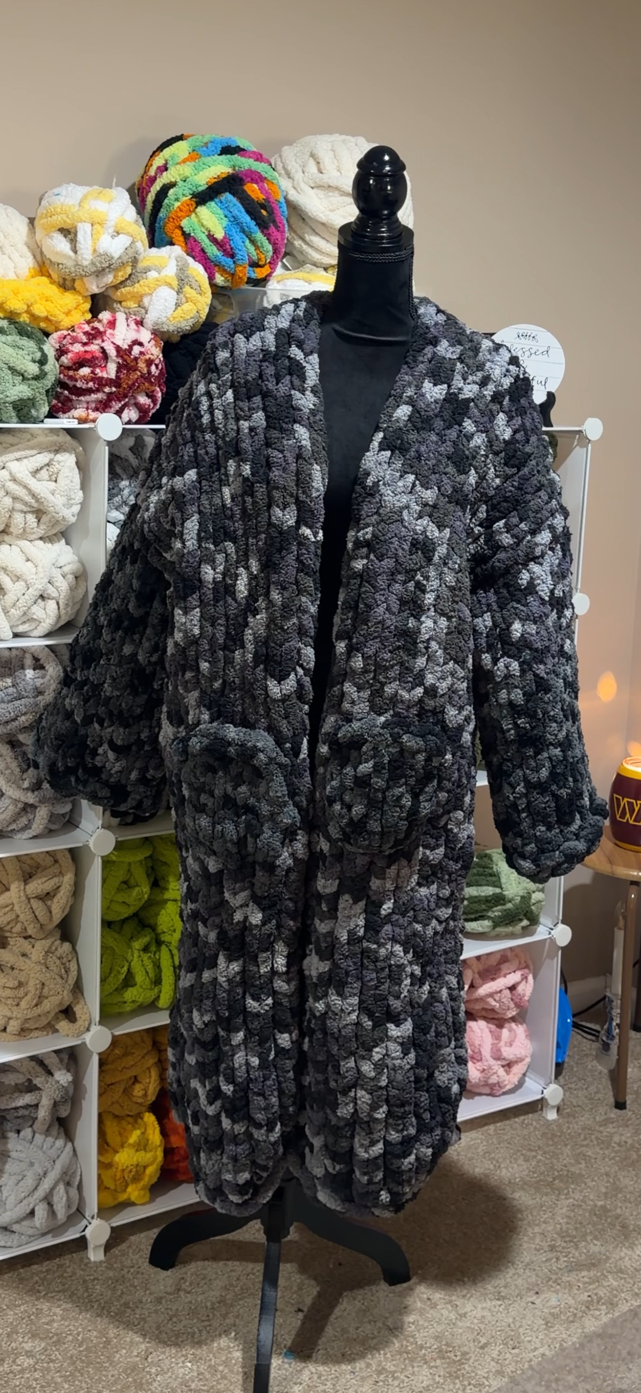 Midnight Marble Chunky Knit Cardigan