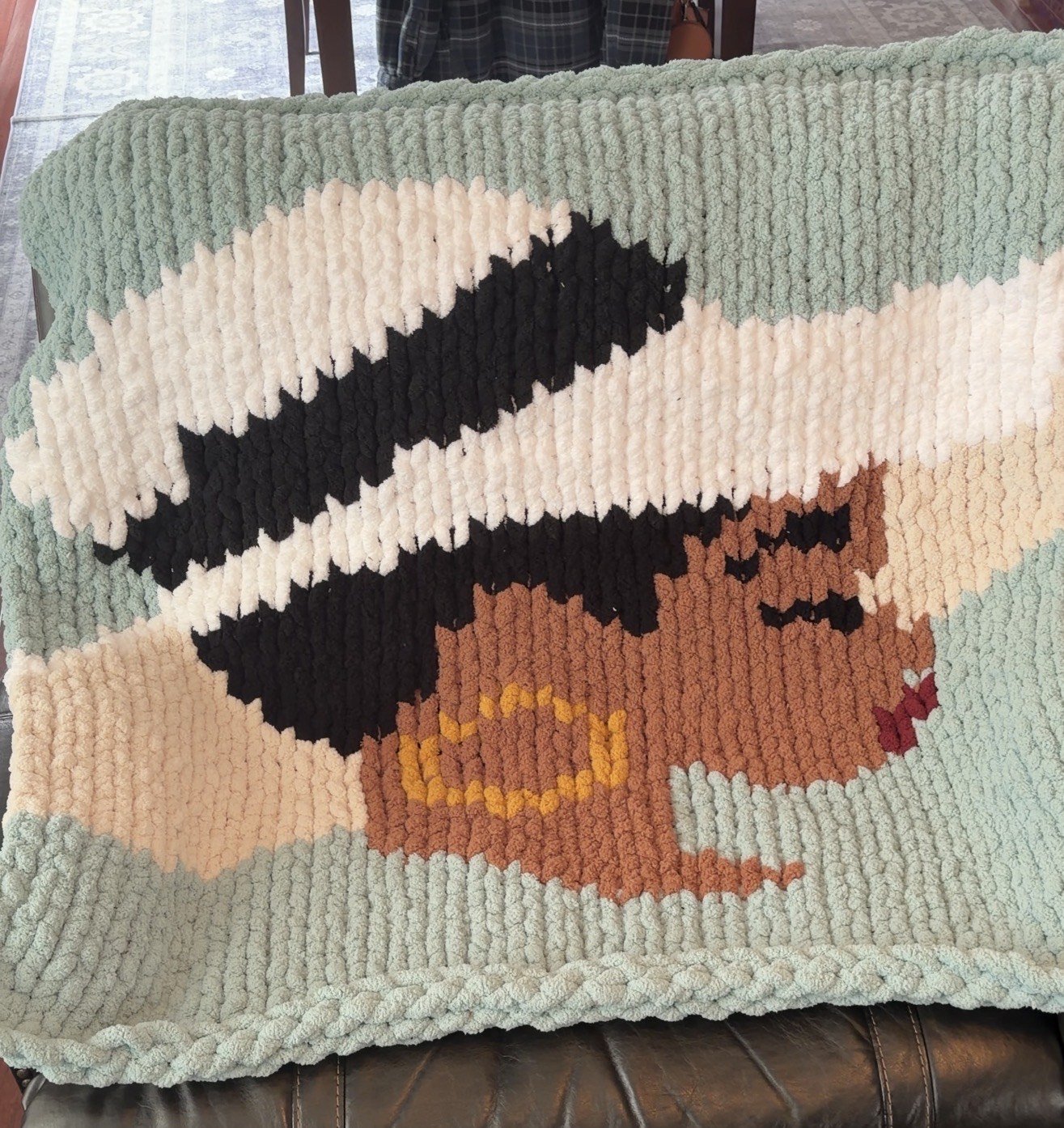 Stylish Woman in a Hat — Hand-Knitted Chunky Blanket (30” x 60”)