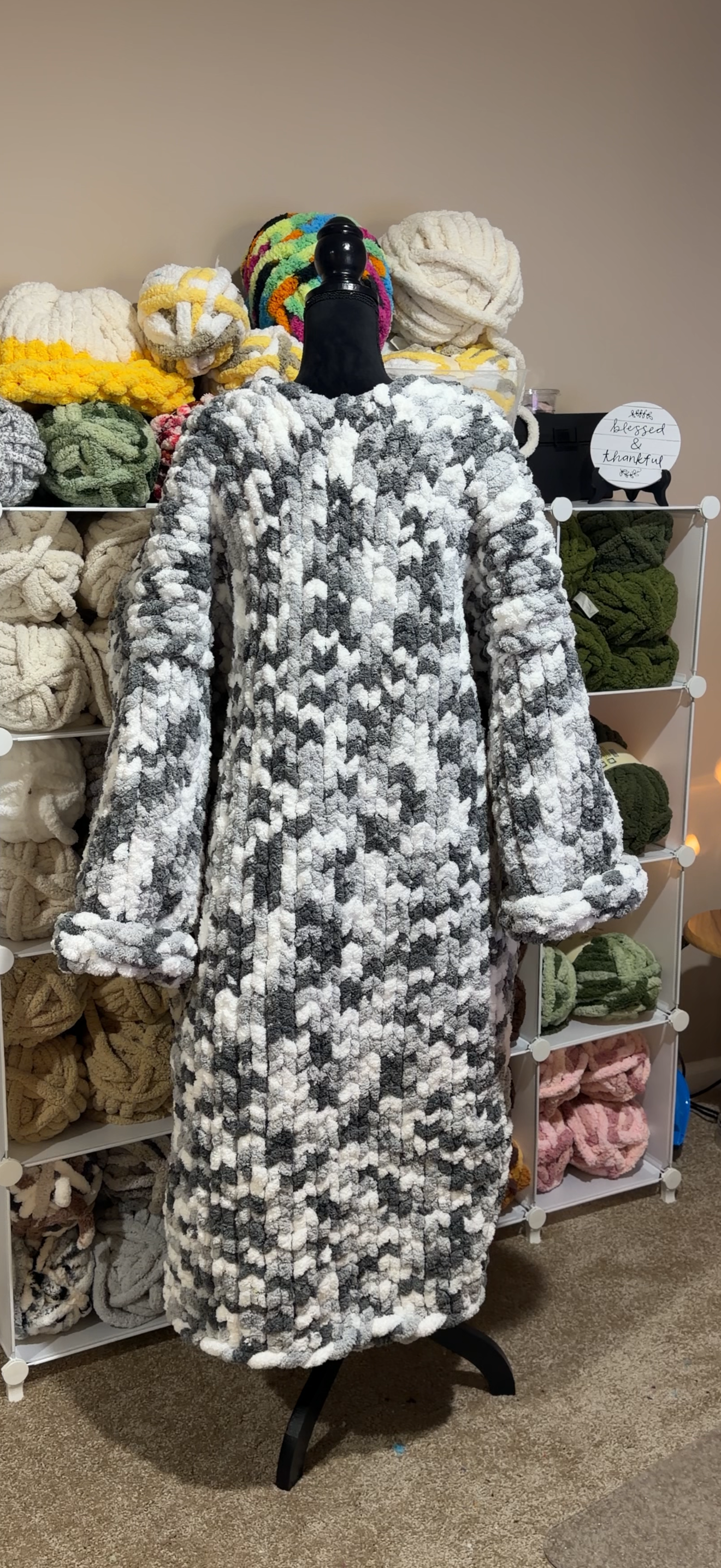 Cloud Marble Chunky Knit Cardigan - Back.png