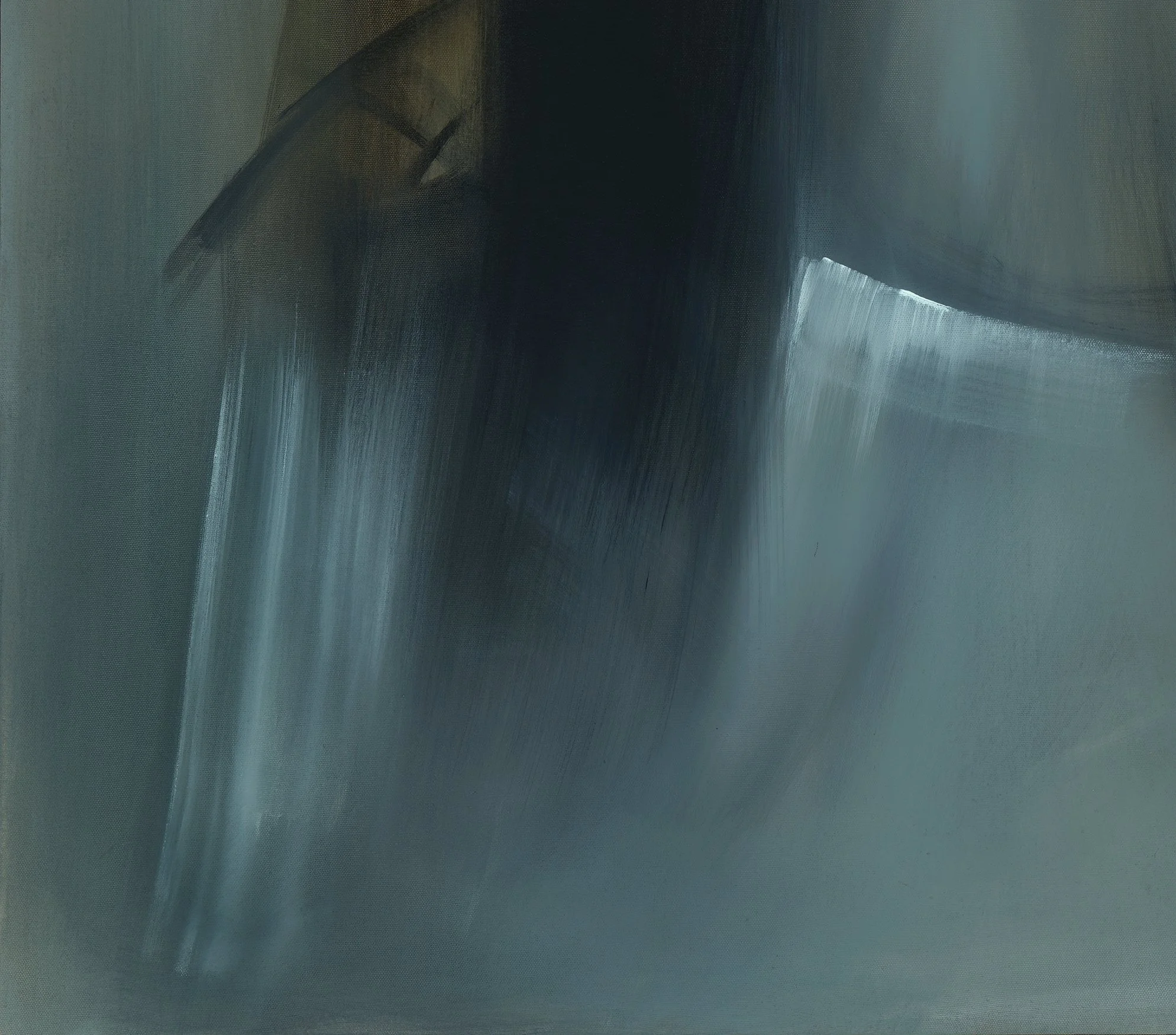 A lower left detail image of Amy Kirchner’s 2025 acrylic on canvas work, 'Prairie.' 