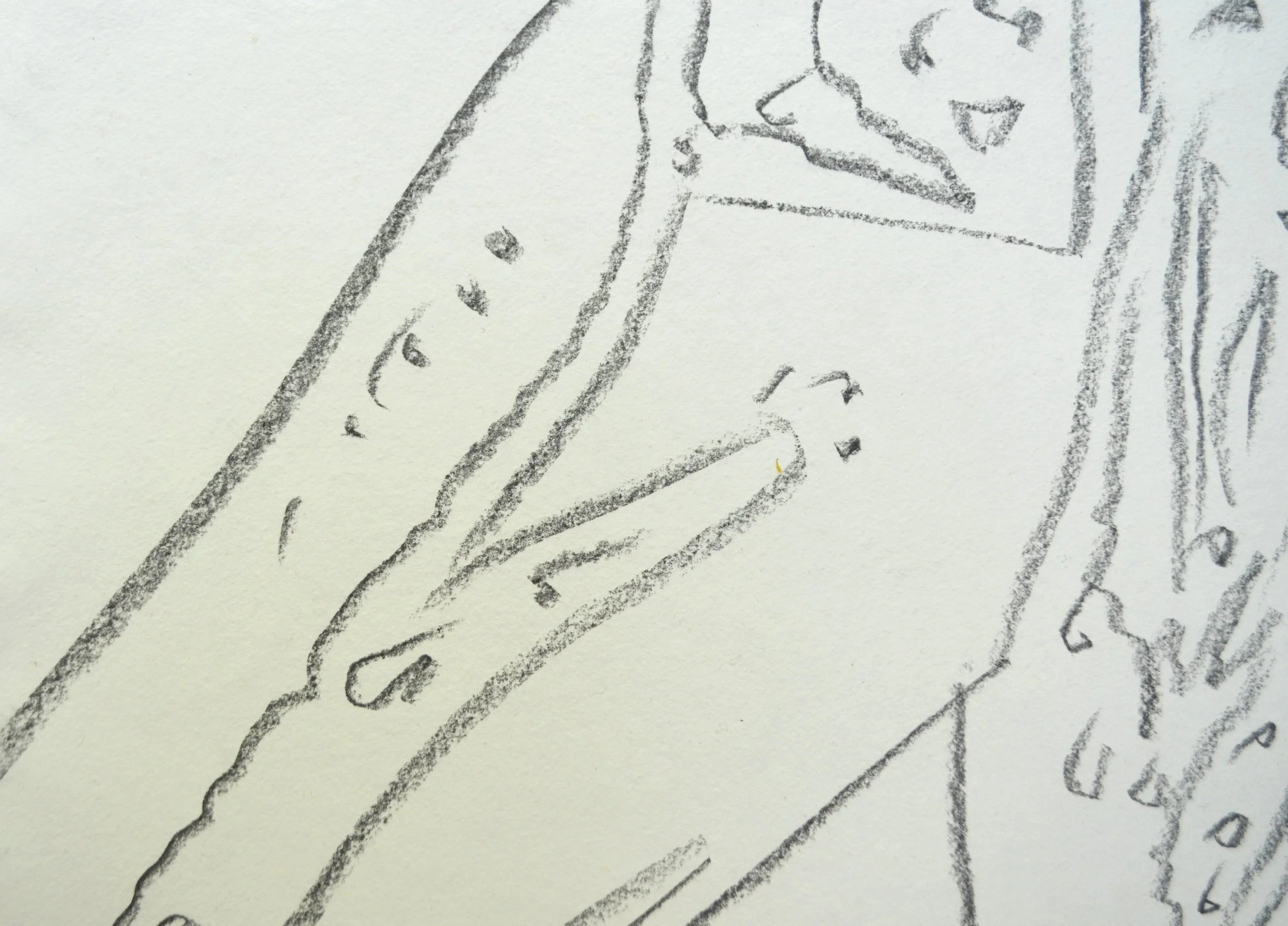 A detail from Andy Warhol’s unique graphite drawing on paper, 'Fashion', shown here unframed.