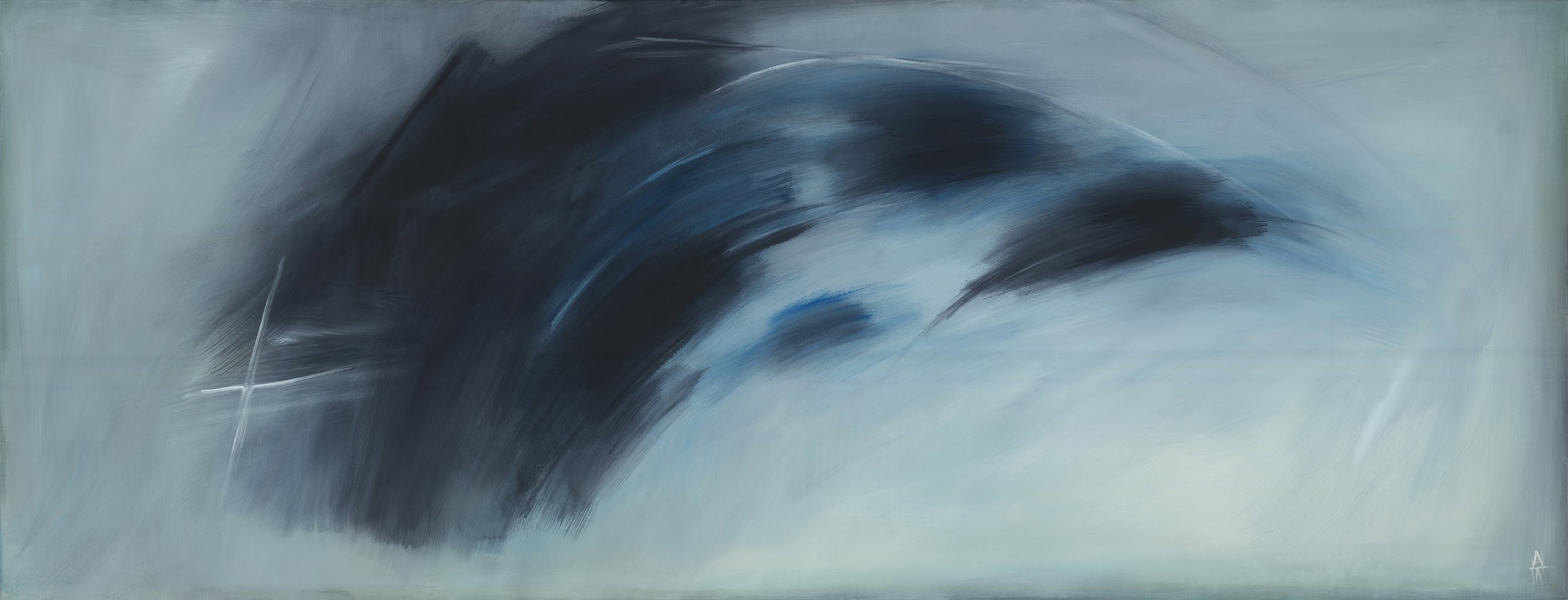 Amy Kirchner’s acrylic on canvas abstract painting, 'Quill', shown here unframed.