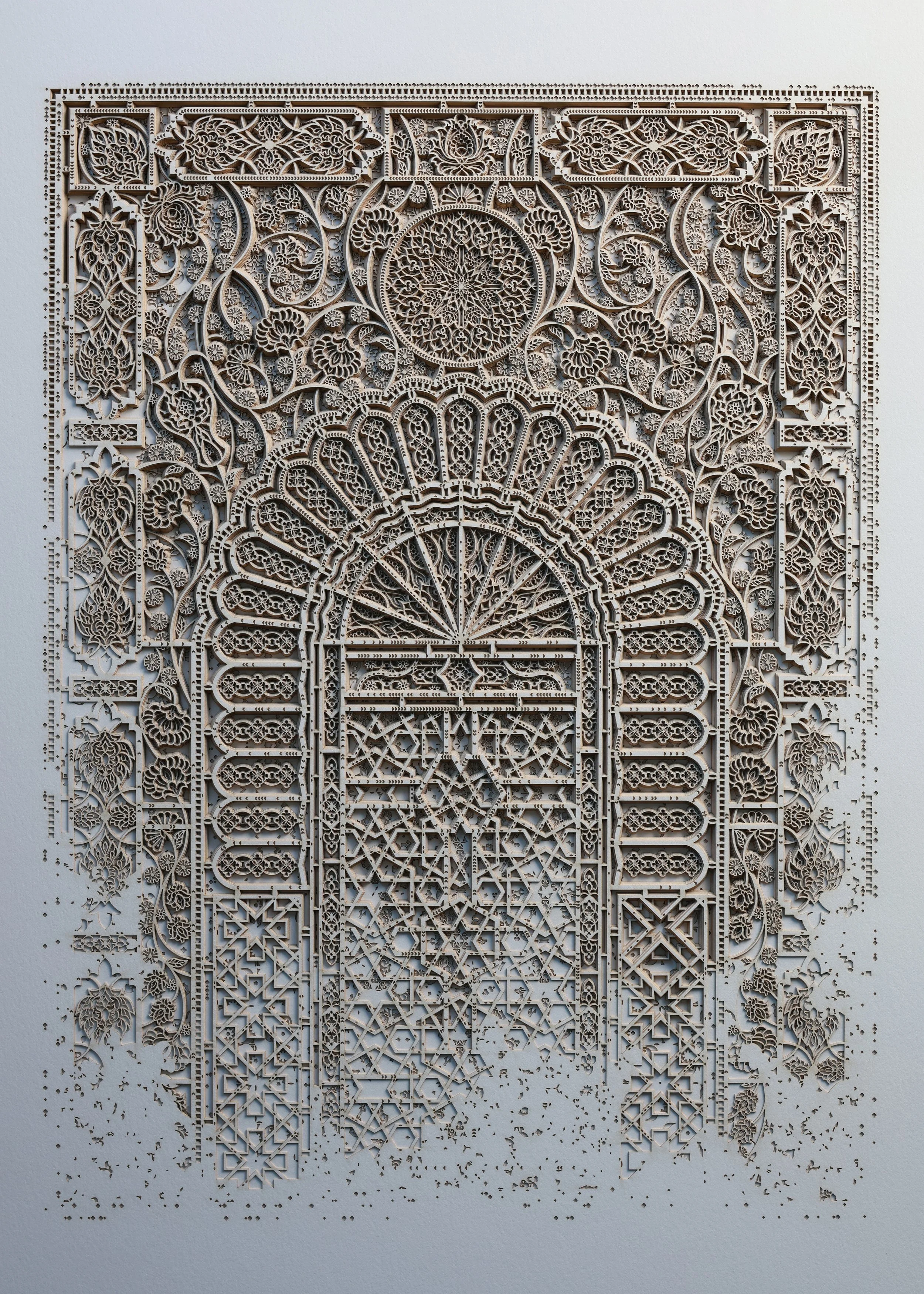 An image of Julia Ibbini’s layered paper work, 'The Sands of Time 8.4', shown here unframed.