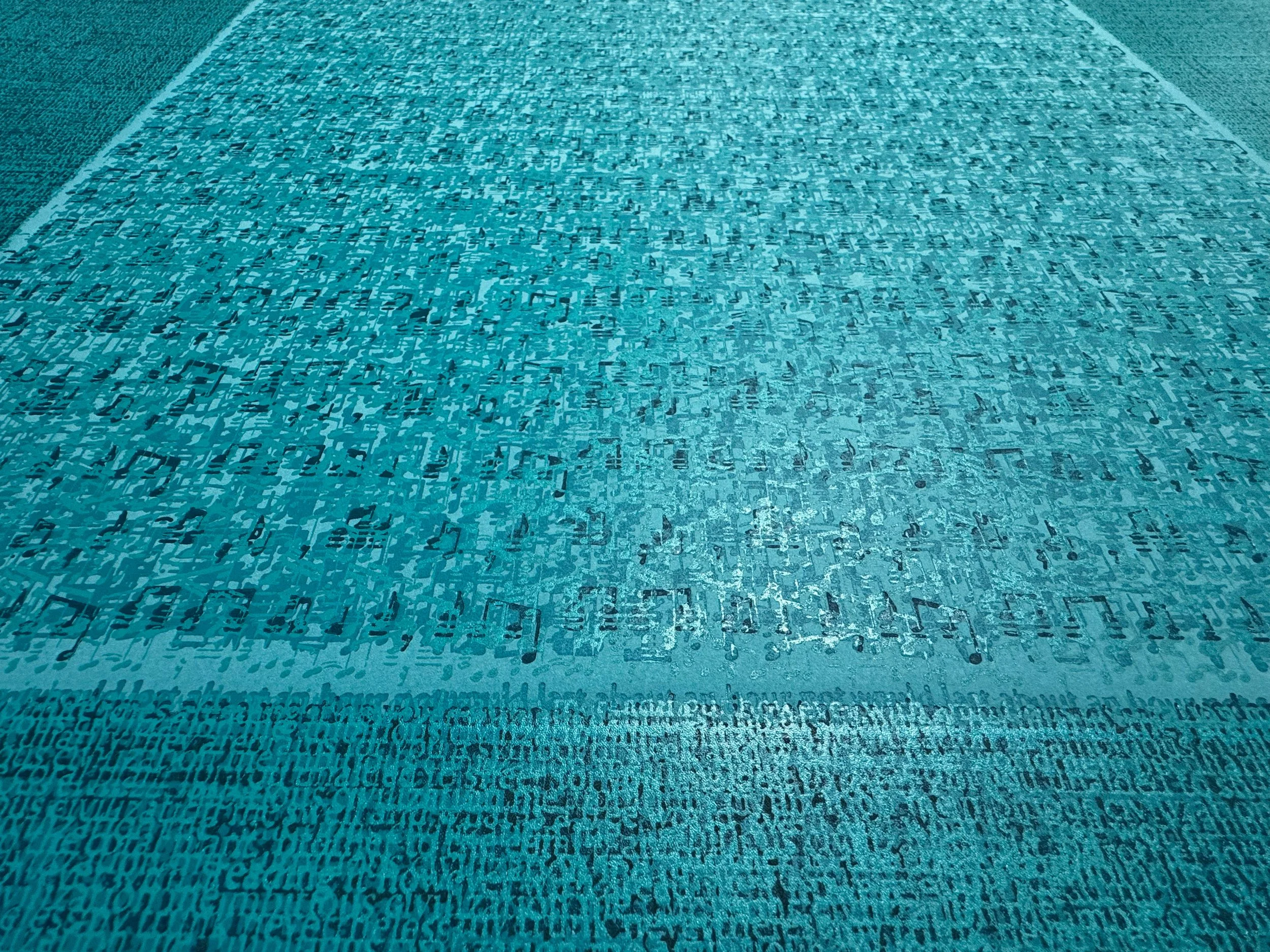 A detail image of the ‘azure blue’ panel featured in Idris Khan’s suite, 'After the reflection'. This panel is part of a series of four screenprints with letterpress on Somerset Satin 410gsm paper.