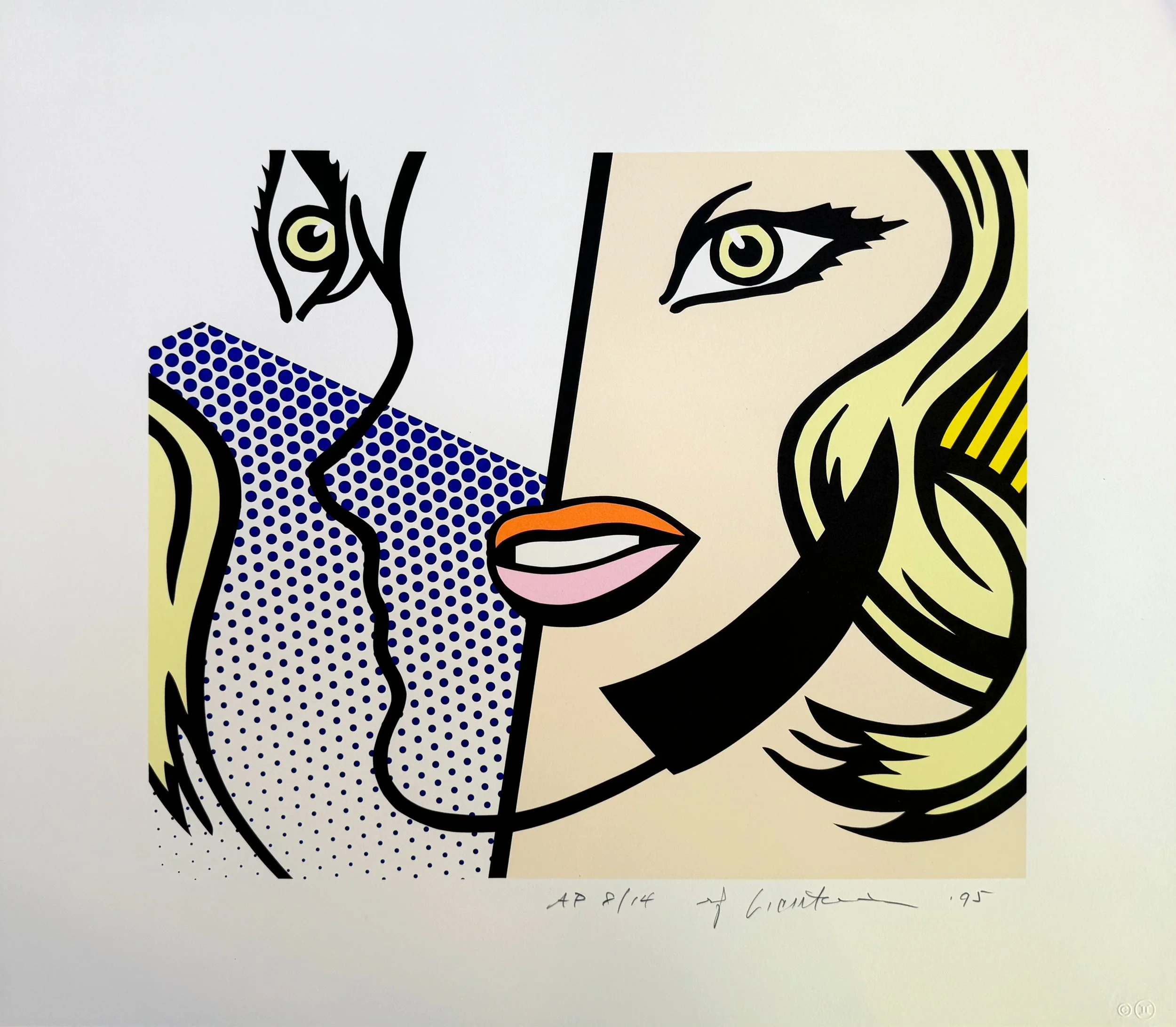 Roy Lichtenstein’s screenprint on Lanaquarelle watercolor paper, 'Untitled Head', shown here unframed.