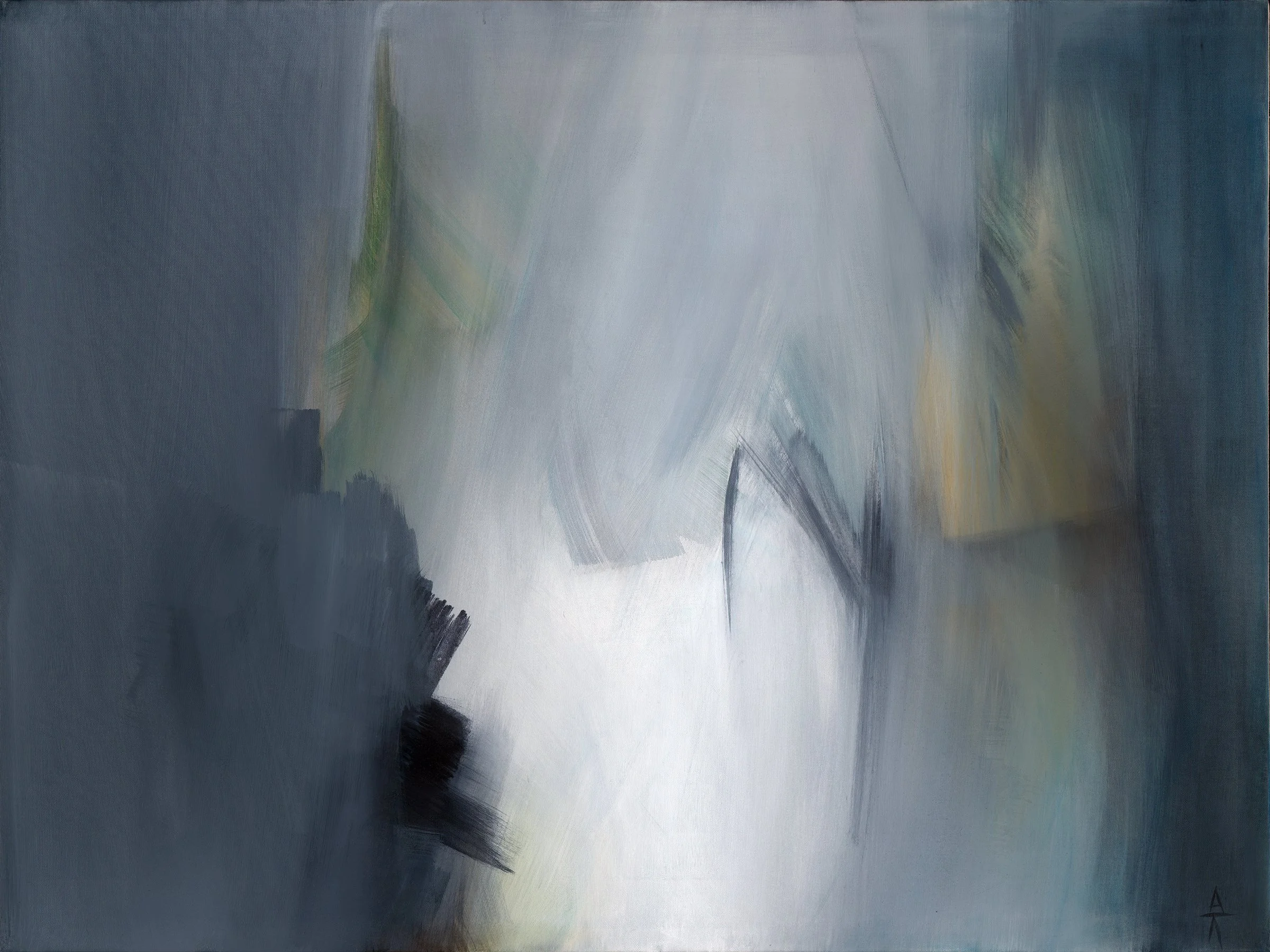 Amy Kirchner’s acrylic on canvas abstract painting, 'Elapse', shown here unframed.