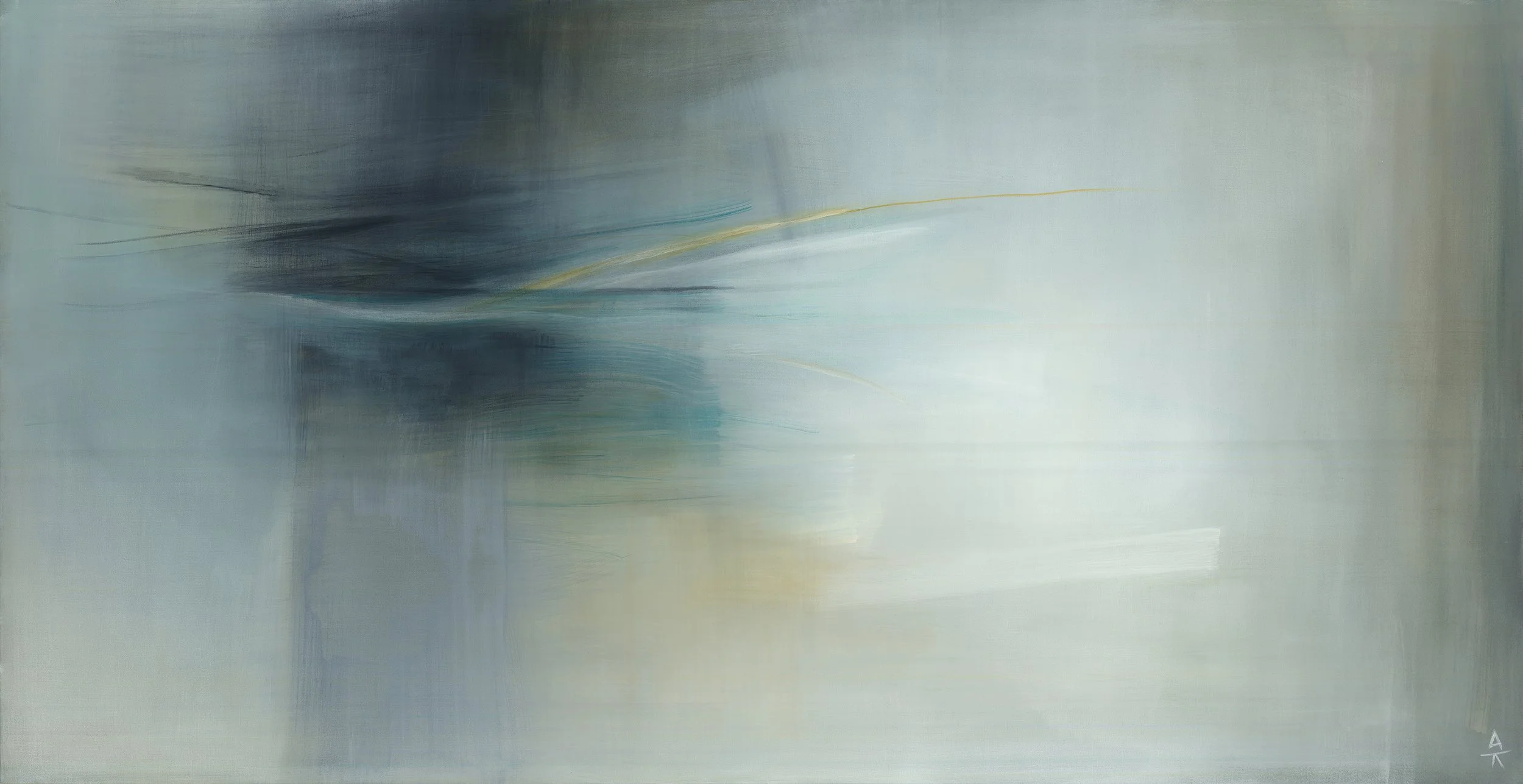 Amy Kirchner’s acrylic on canvas abstract painting, 'Interval', shown here unframed.