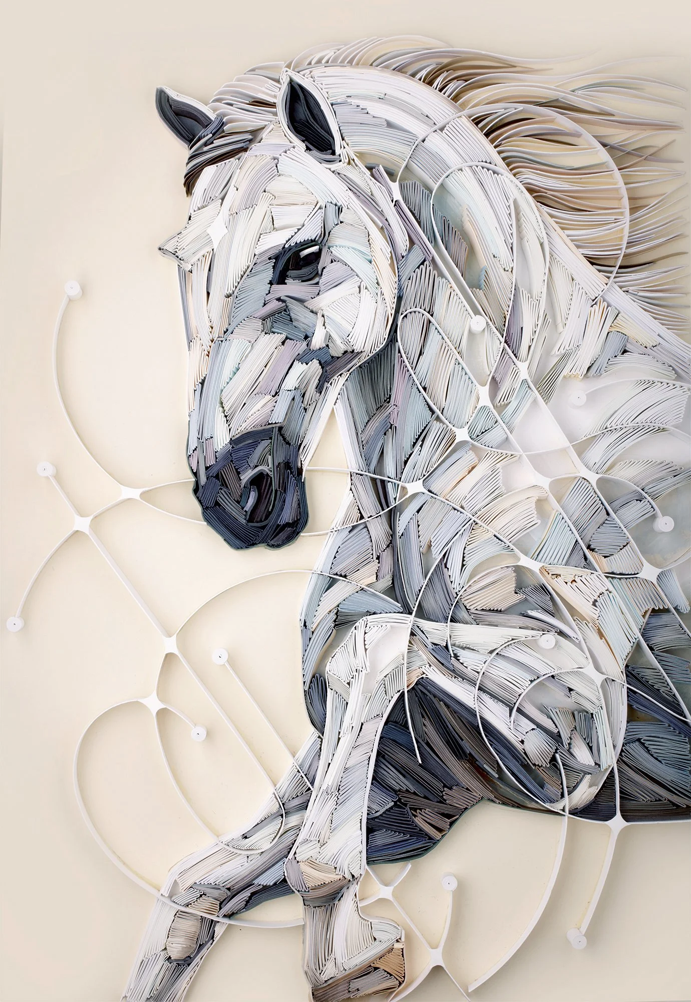 An image of Yulia Brodskaya’s 'Year of the Horse’, a work comprised of intricately arranged pieces of paper.