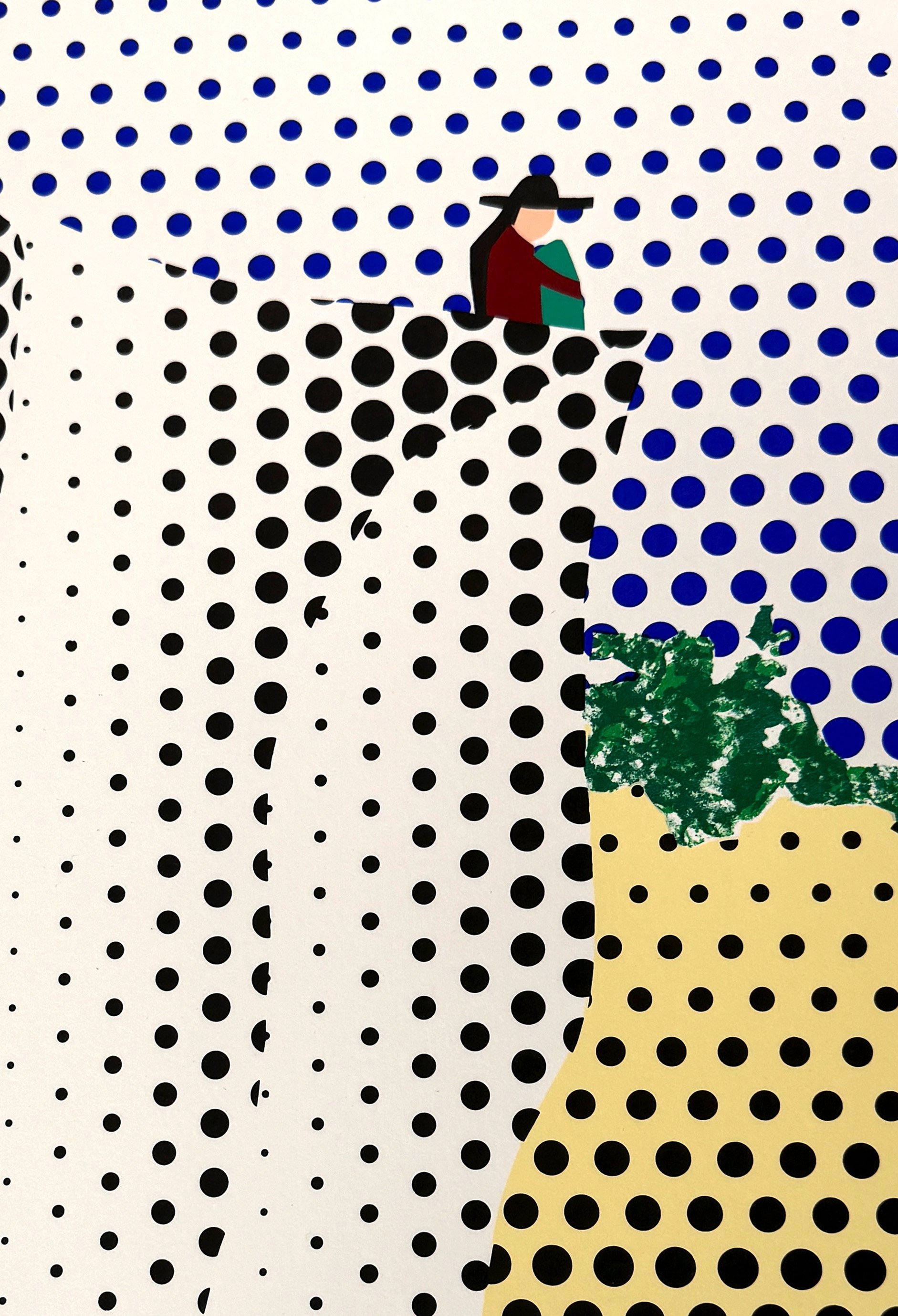Roy Lichtenstein’s lithograph and screenprint on Lanaquarelle watercolor paper, 'Landscape with Poet'. A lower left detail of the work is shown here.