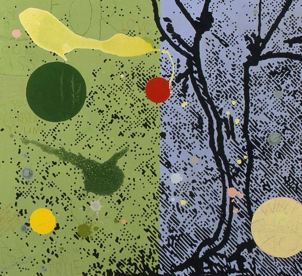 A lower left detail from David Spiller’s acrylic on canvas work, 'Don’t Be Afraid of the Dark'.