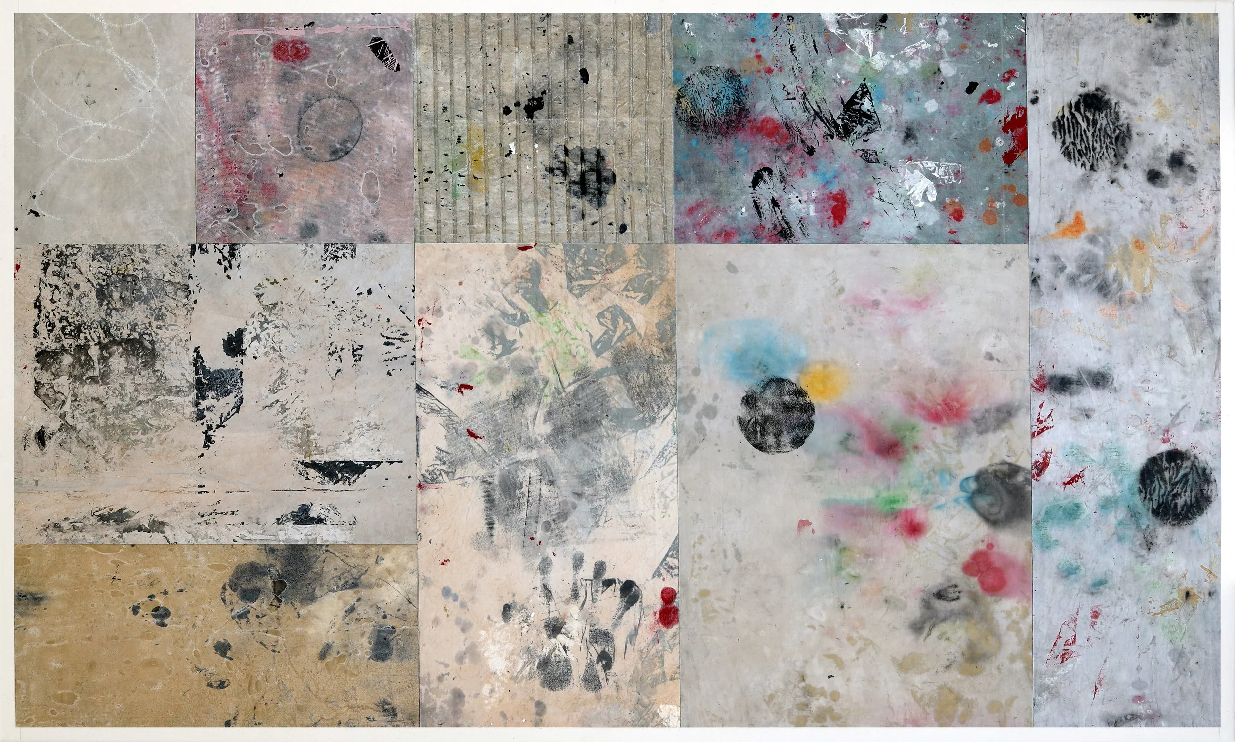 Genesis V (2020) Acrylic paint on cotton fabric; Initialed lower right, hand signed, titled and dated on verso; Size: 36.625 x 60.25 in (93 x 153 cm)