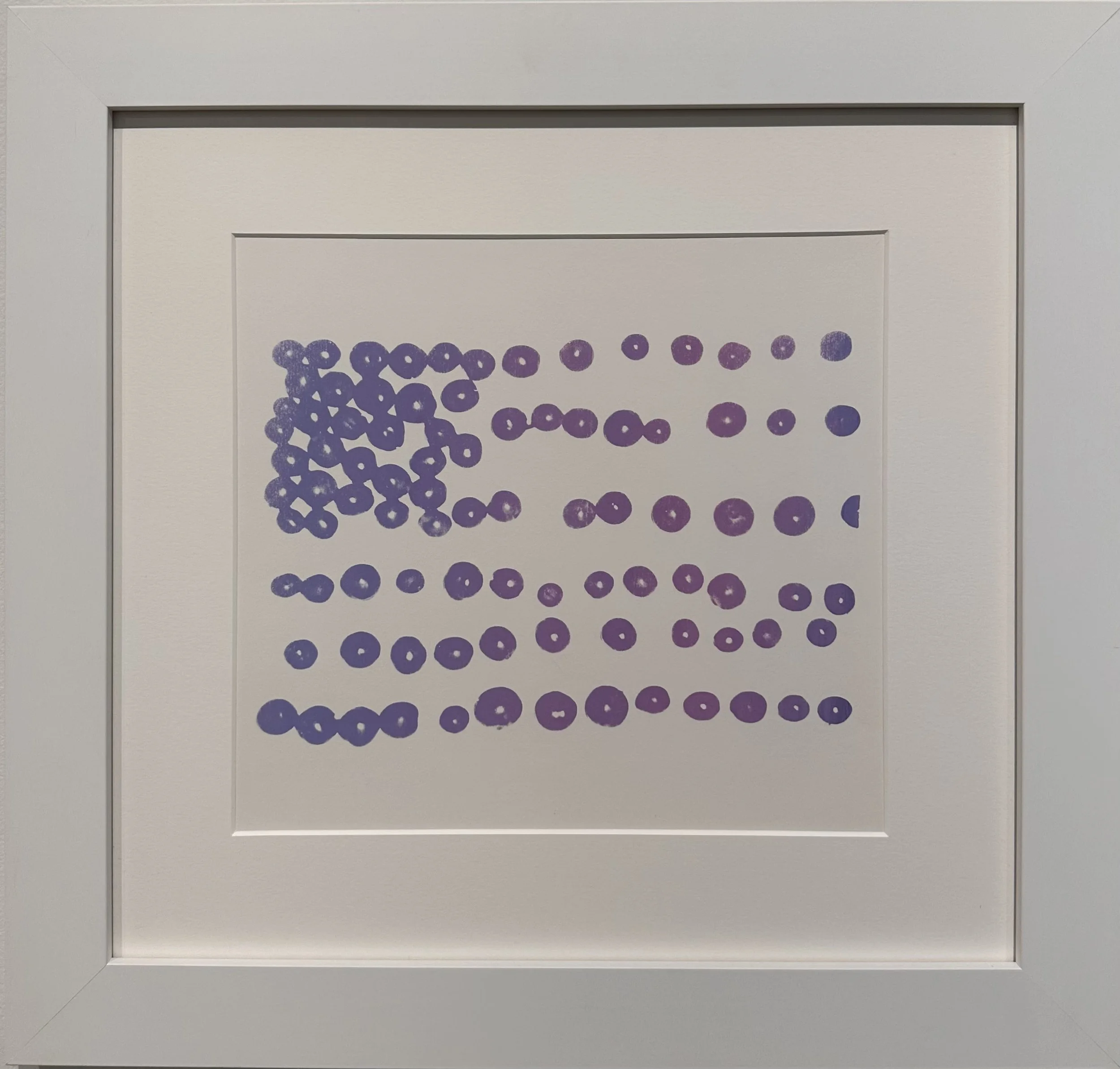 Andy Warhol's screenprint in colors on museum board, 'Cuvaison Chardonnay', shown in white frame.