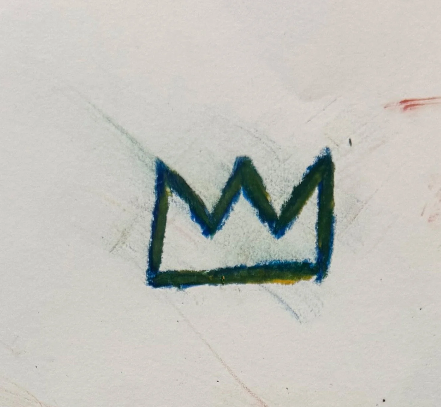 A detail image of ‘Penis Drawings’ by Jean-Michel Basquiat. The work is comprised of oil stick on paper.