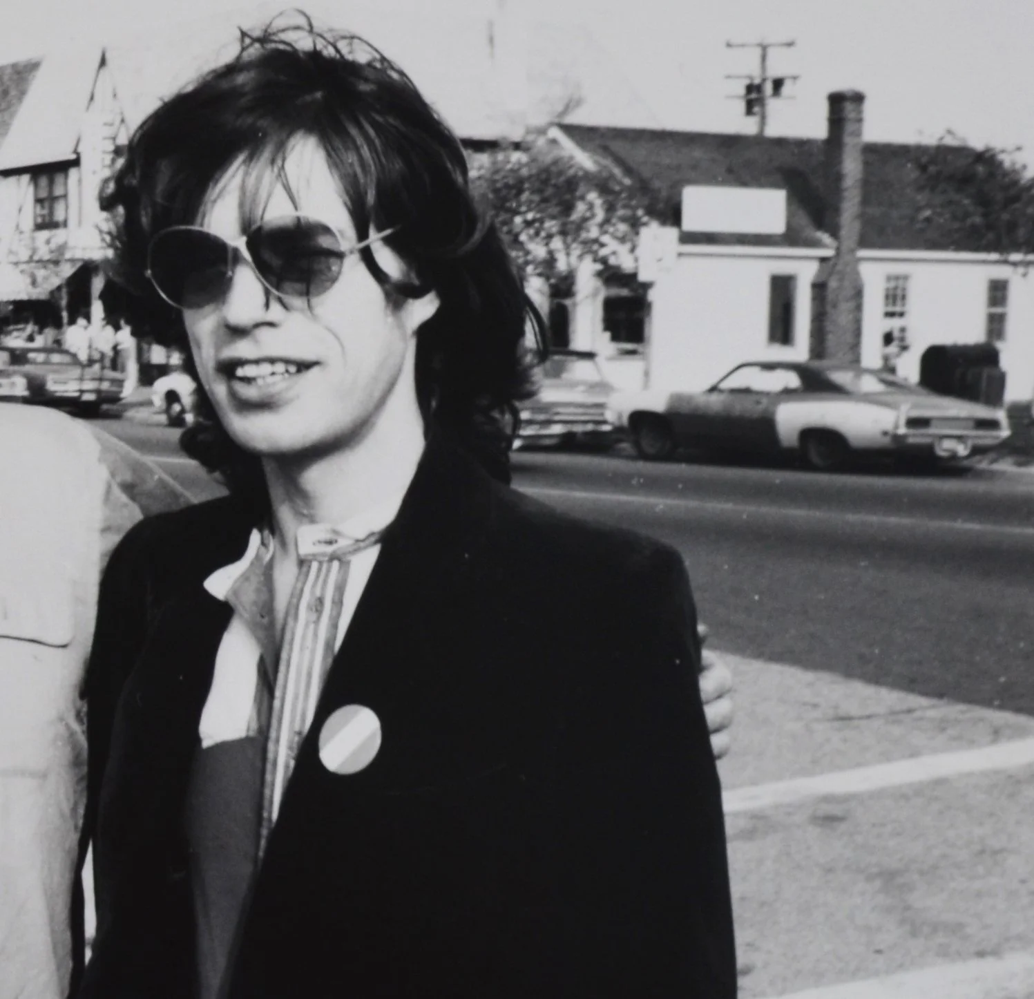 A detail close-up of Andy Warhol’s unique gelatin silver print, 'Mick Jagger and Terry Southern'.