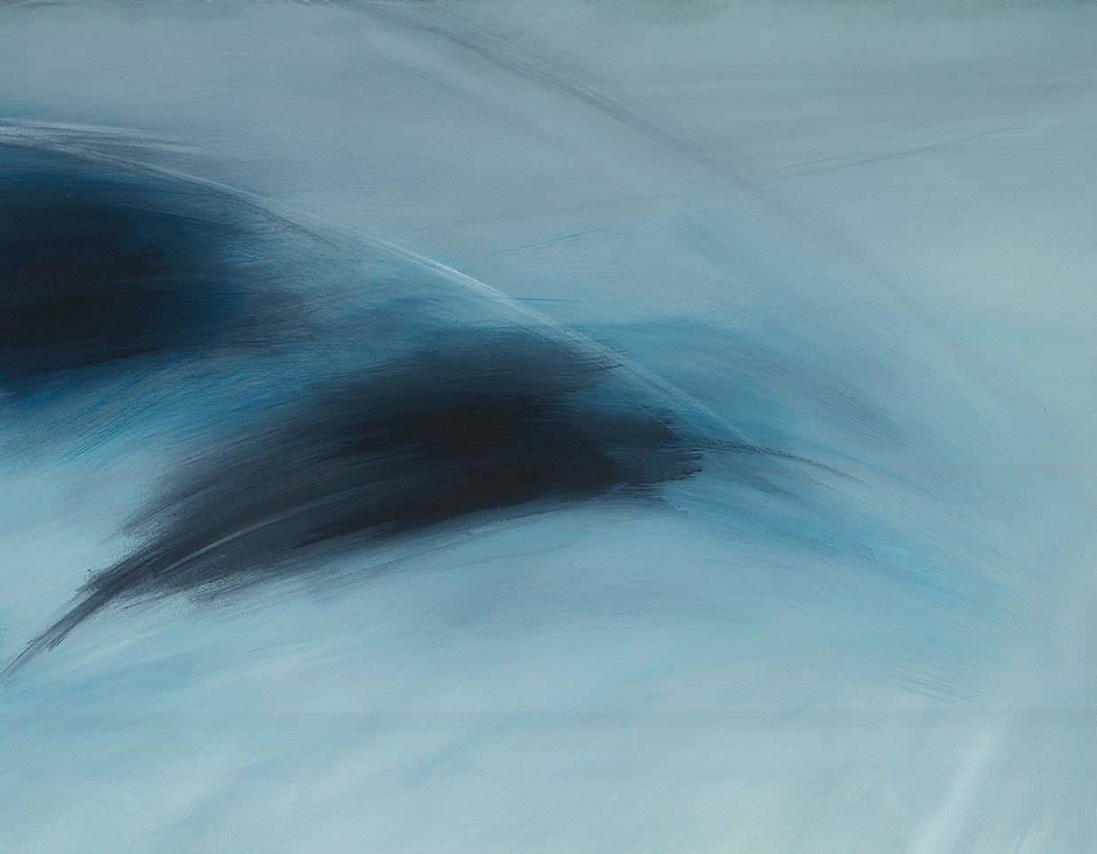 An upper right detail image of Amy Kirchner’s 2026 acrylic on canvas work, 'Quill'.