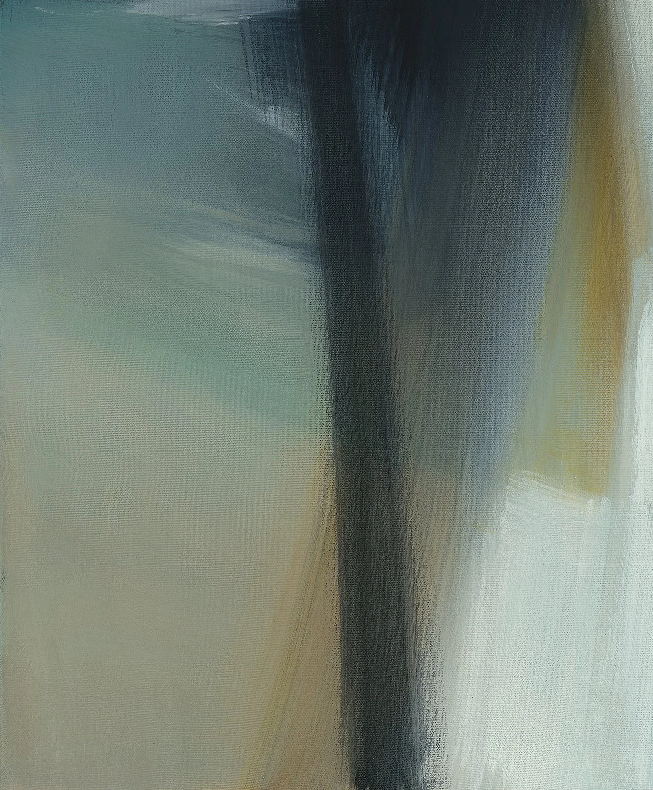 A lower left detail image of Amy Kirchner’s 2025 acrylic on canvas work, 'Cove'. 